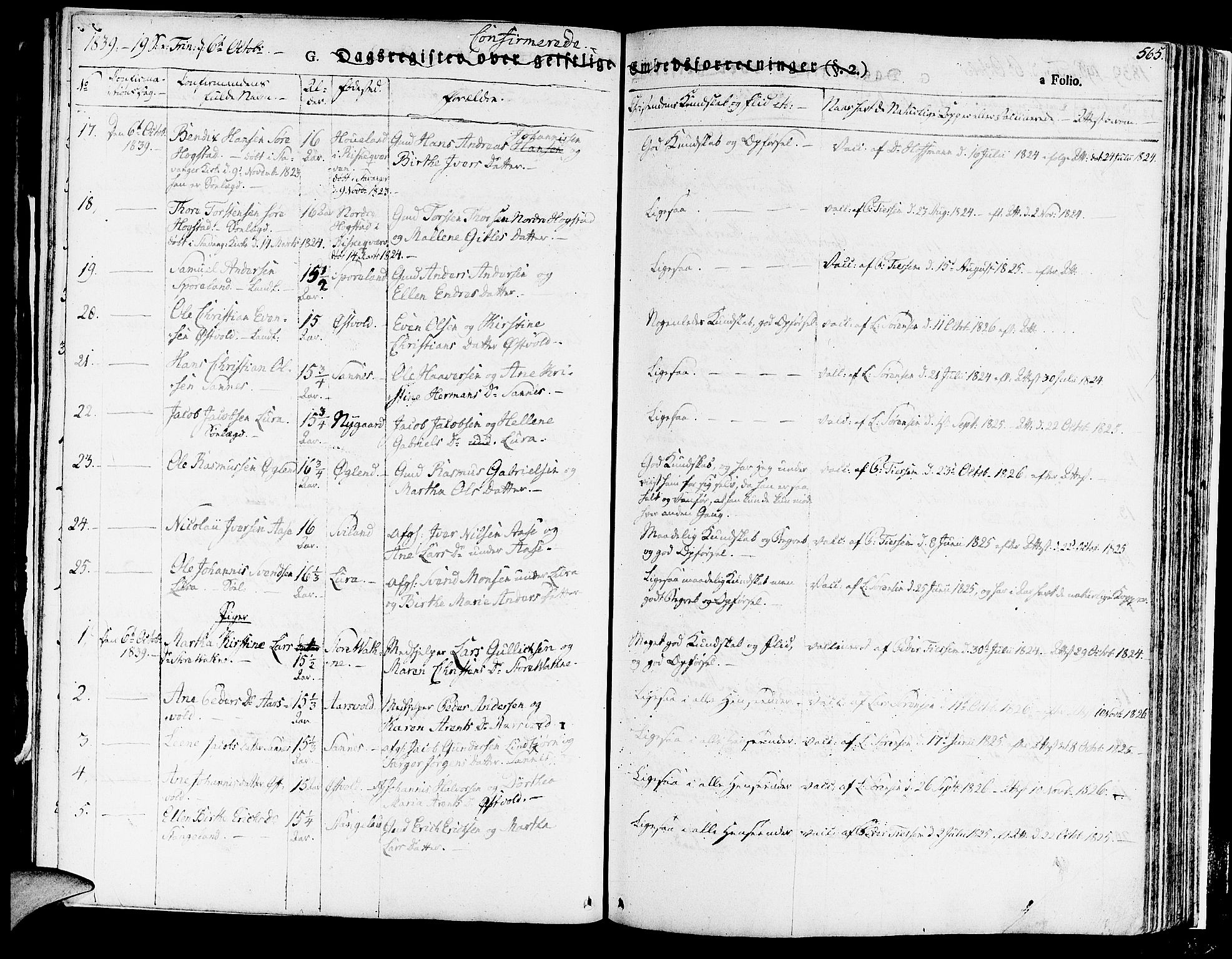 Høyland sokneprestkontor, SAST/A-101799/001/30BA/L0007: Parish register (official) no. A 7 /1, 1825-1841, p. 565