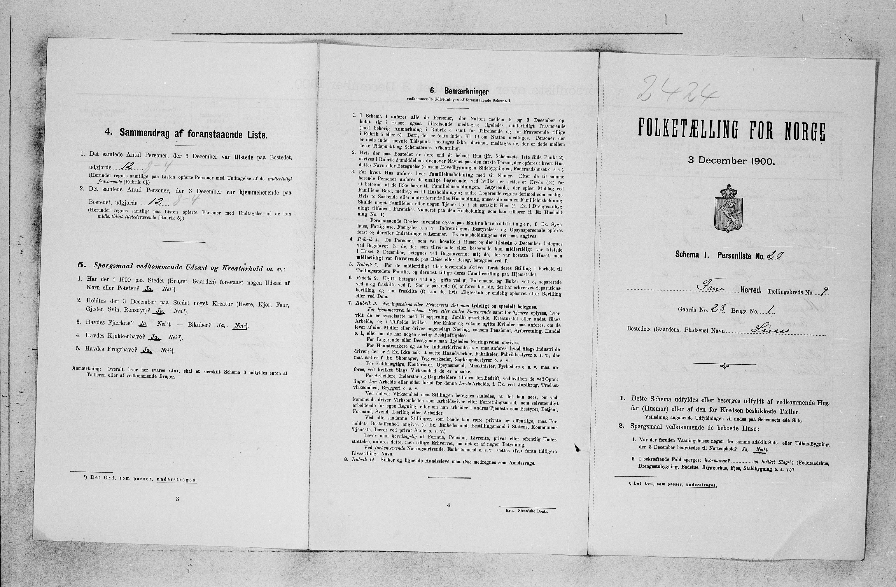 SAB, 1900 census for Fana, 1900, p. 1002