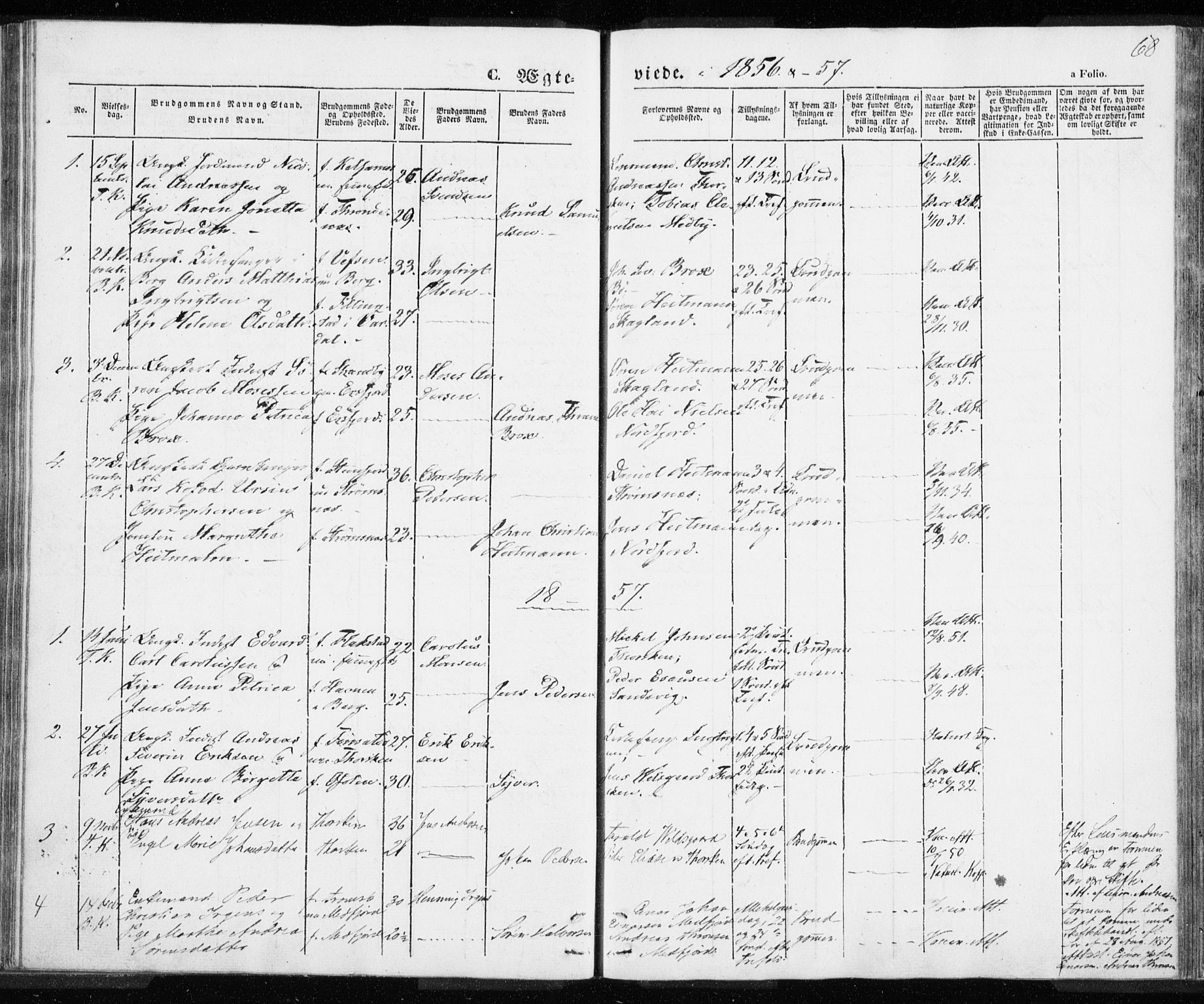 Berg sokneprestkontor, AV/SATØ-S-1318/G/Ga/Gaa/L0001kirke: Parish register (official) no. 1, 1846-1859, p. 68