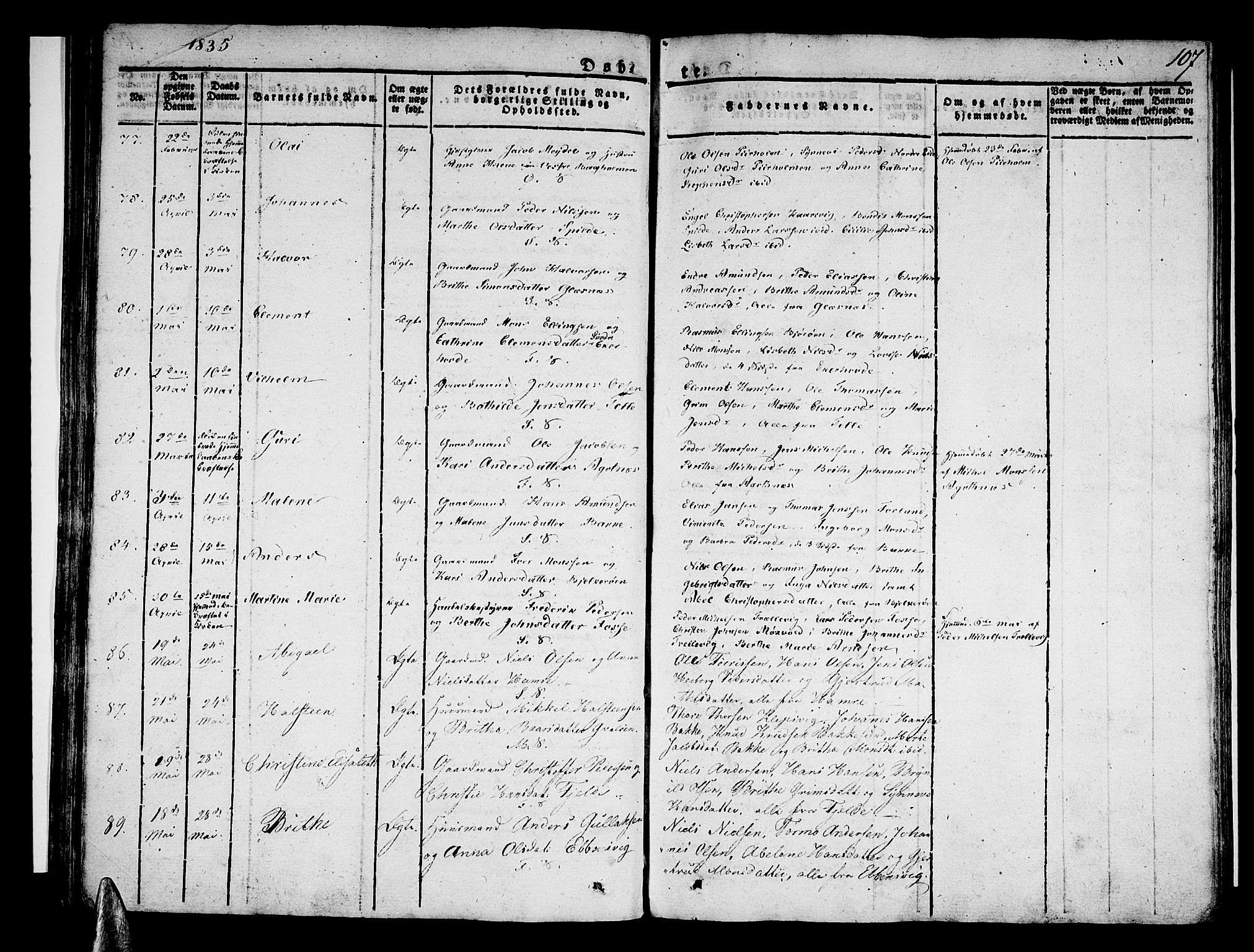 Sund sokneprestembete, AV/SAB-A-99930: Parish register (official) no. A 12, 1825-1835, p. 107