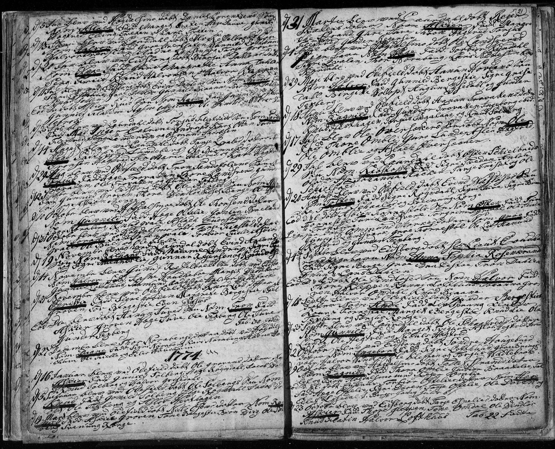 Lårdal kirkebøker, SAKO/A-284/F/Fa/L0003: Parish register (official) no. I 3, 1754-1790, p. 21