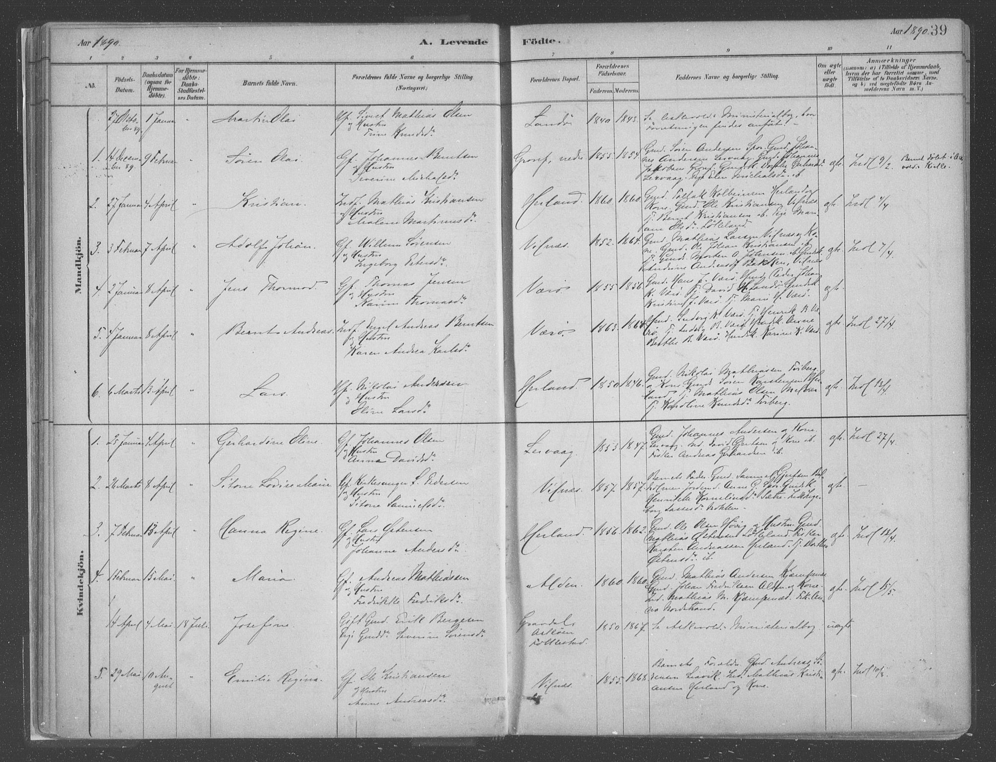 Askvoll sokneprestembete, AV/SAB-A-79501/H/Haa/Haac/L0001: Parish register (official) no. C  1, 1879-1922, p. 39