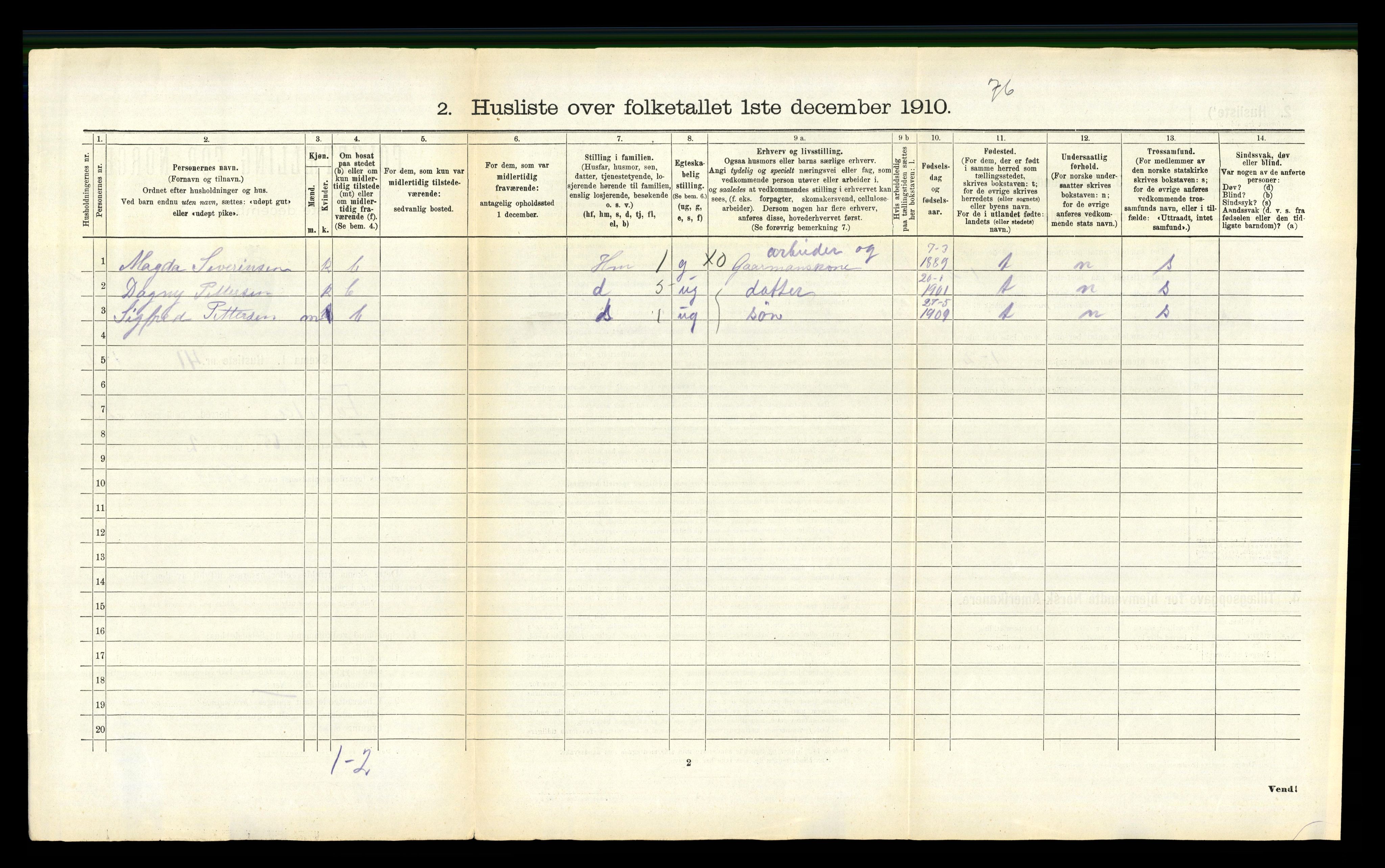 RA, 1910 census for Fauske, 1910, p. 1639