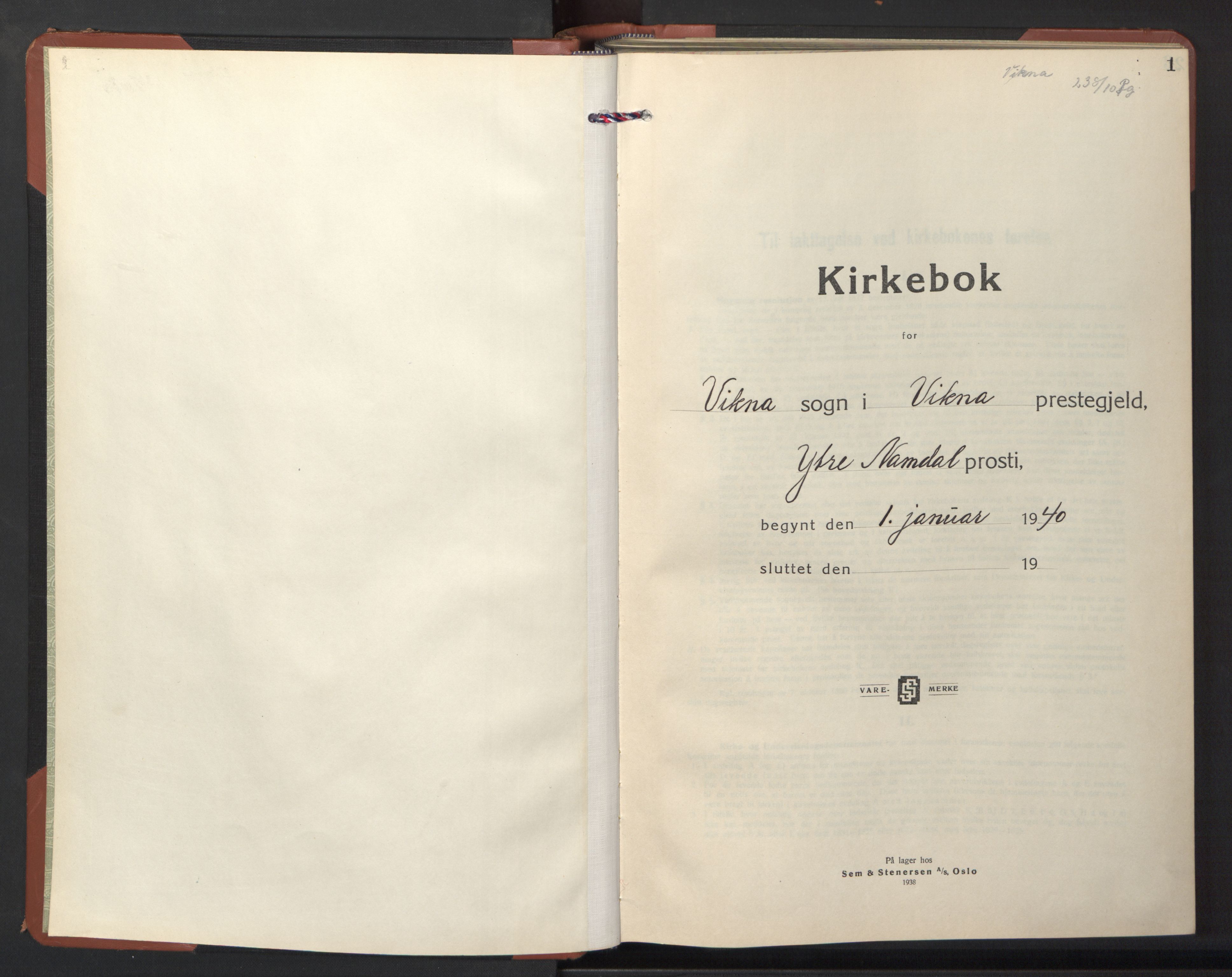 Ministerialprotokoller, klokkerbøker og fødselsregistre - Nord-Trøndelag, AV/SAT-A-1458/786/L0689: Parish register (copy) no. 786C01, 1940-1948, p. 1