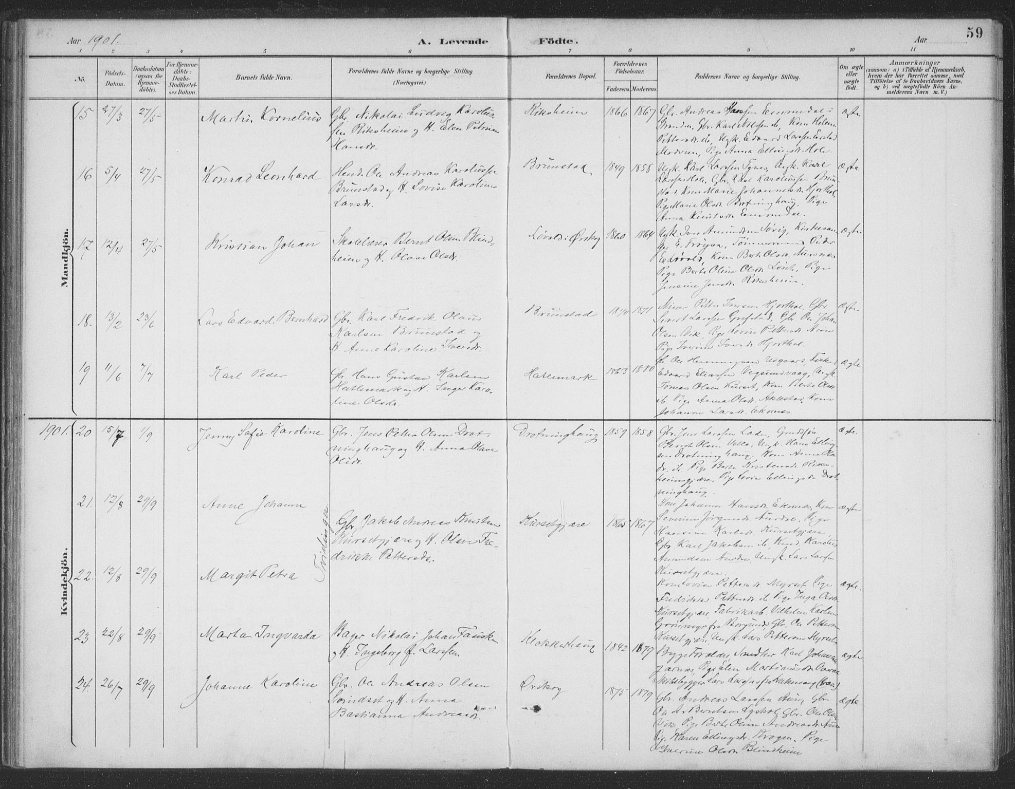 Ministerialprotokoller, klokkerbøker og fødselsregistre - Møre og Romsdal, AV/SAT-A-1454/523/L0335: Parish register (official) no. 523A02, 1891-1911, p. 59