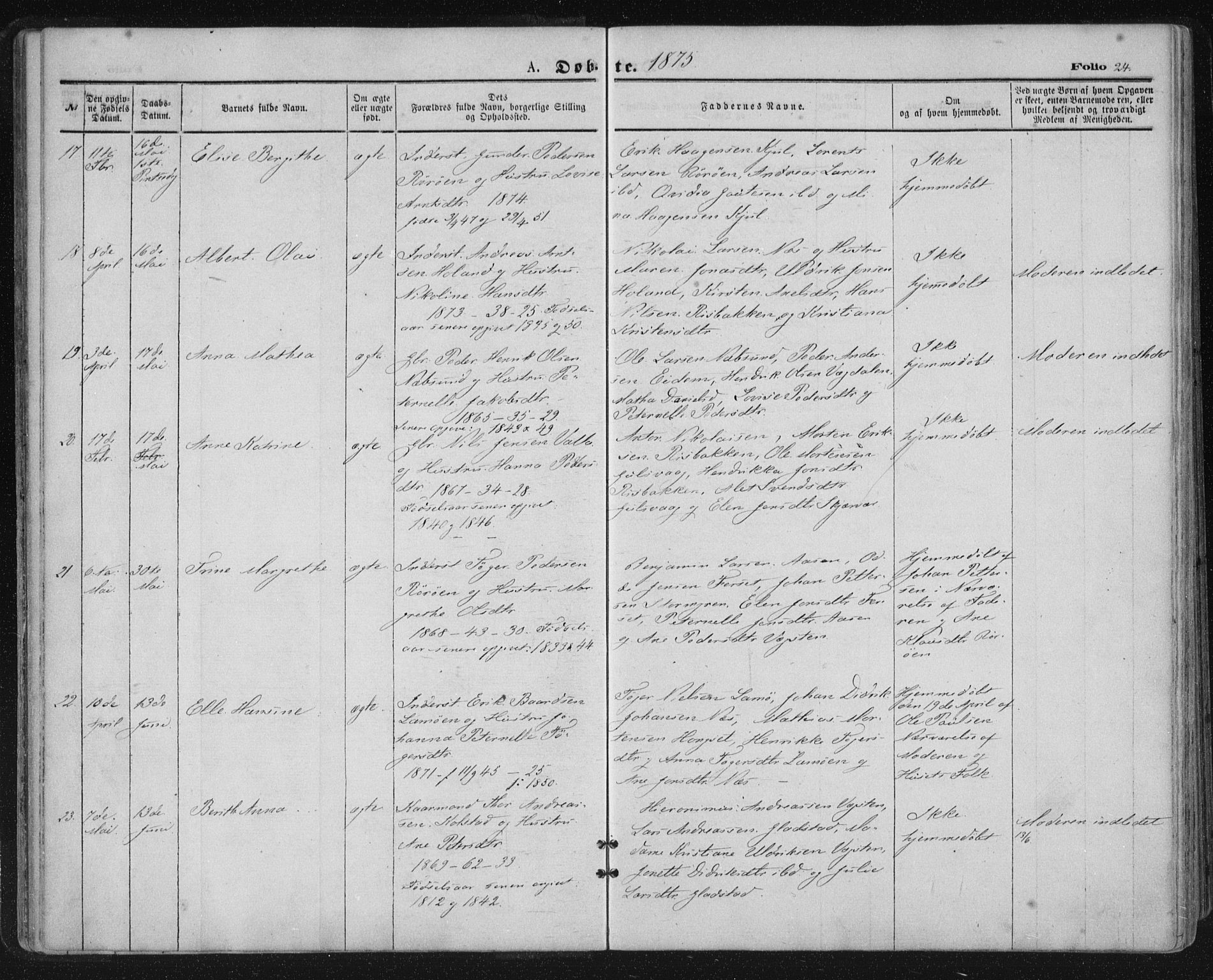 Ministerialprotokoller, klokkerbøker og fødselsregistre - Nordland, SAT/A-1459/816/L0241: Parish register (official) no. 816A07, 1870-1885, p. 24
