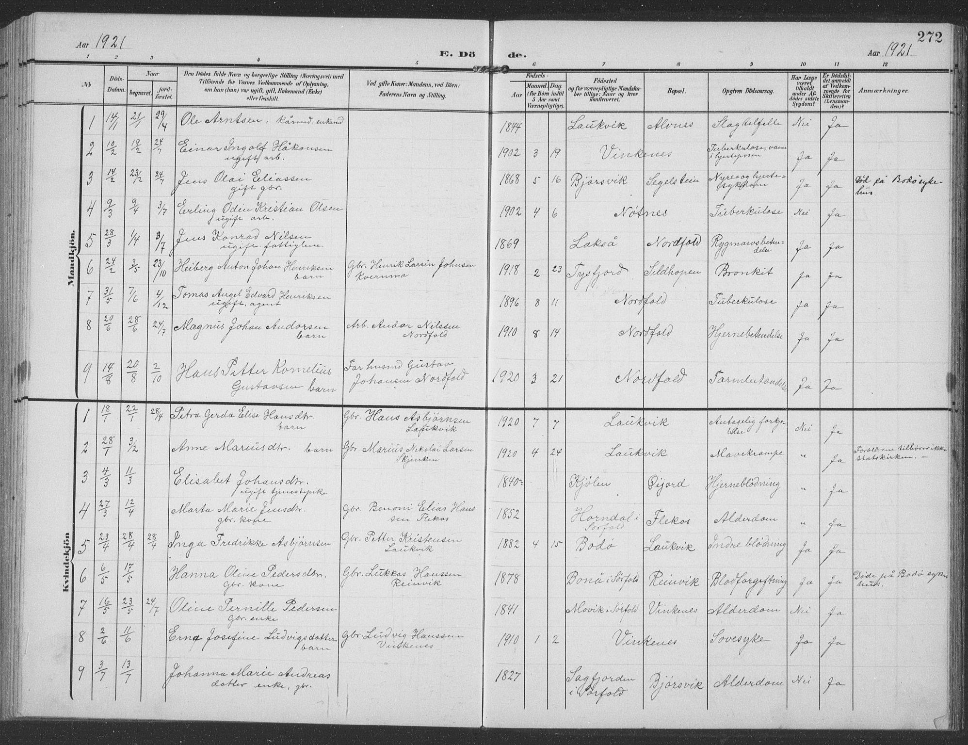 Ministerialprotokoller, klokkerbøker og fødselsregistre - Nordland, AV/SAT-A-1459/858/L0835: Parish register (copy) no. 858C02, 1904-1940, p. 272