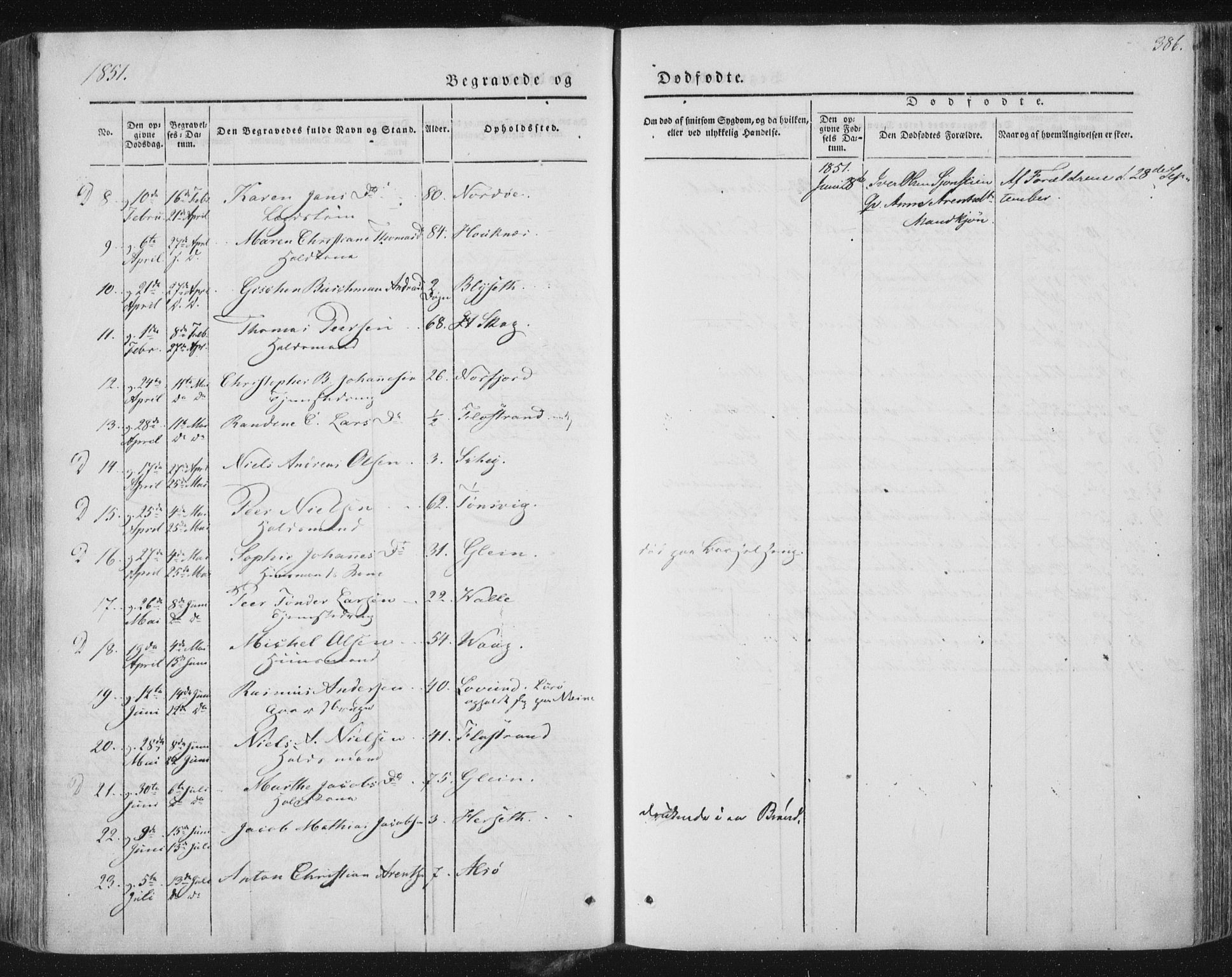 Ministerialprotokoller, klokkerbøker og fødselsregistre - Nordland, SAT/A-1459/838/L0549: Parish register (official) no. 838A07, 1840-1854, p. 386