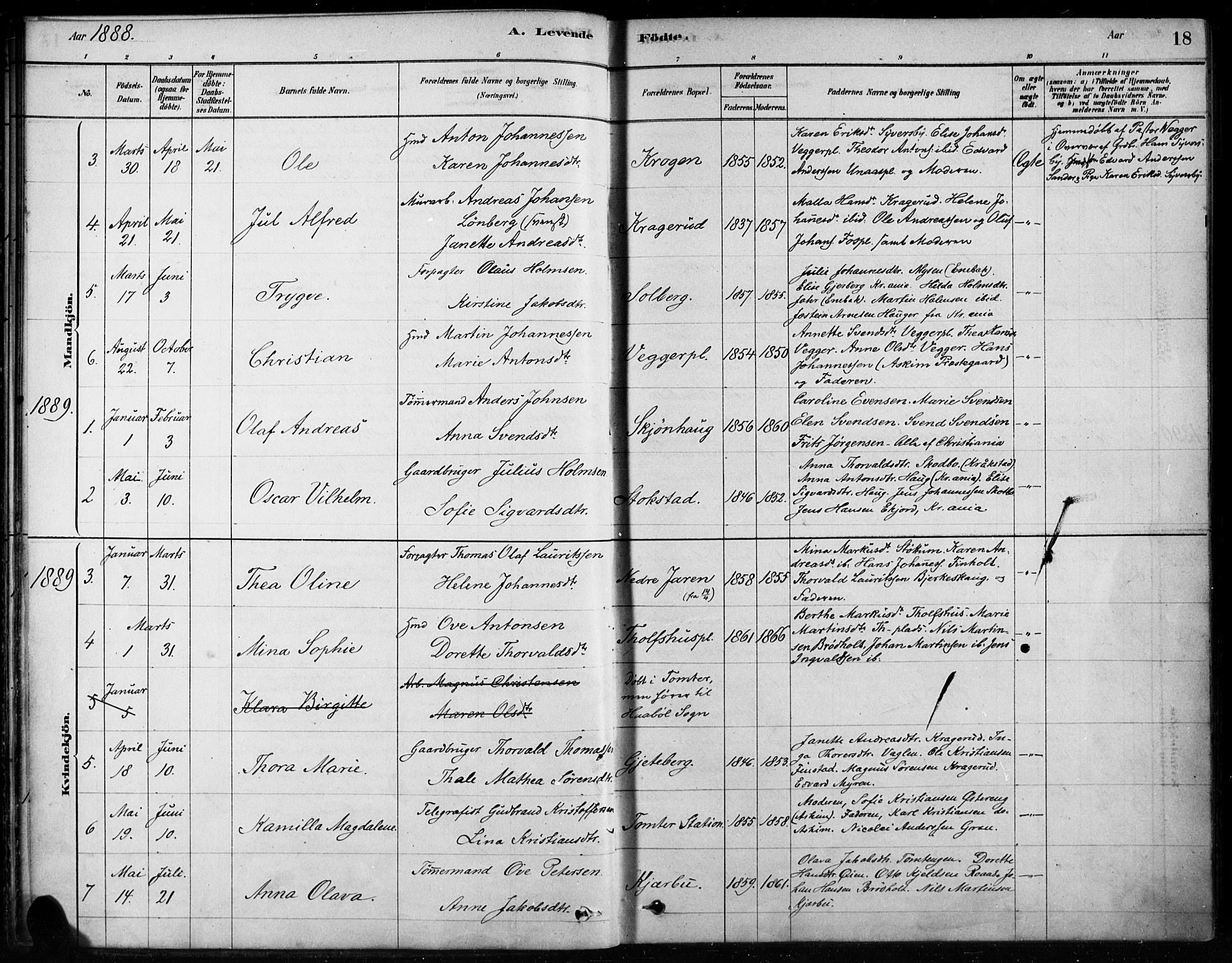 Hobøl prestekontor Kirkebøker, AV/SAO-A-2002/F/Fb/L0001: Parish register (official) no. II 1, 1878-1904, p. 18