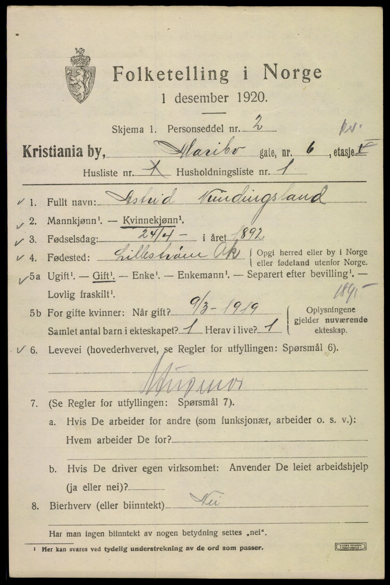 SAO, 1920 census for Kristiania, 1920, p. 375471