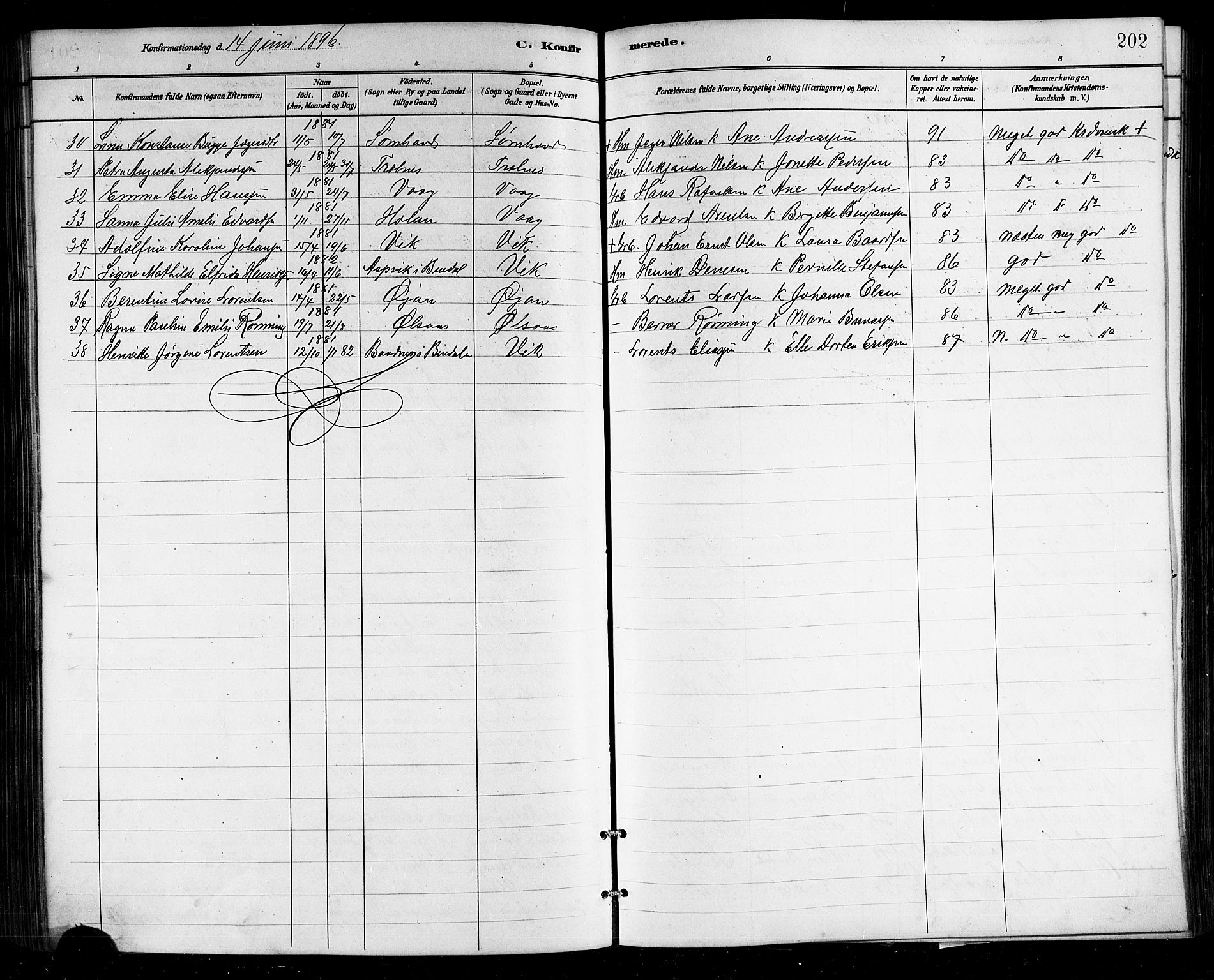 Ministerialprotokoller, klokkerbøker og fødselsregistre - Nordland, SAT/A-1459/812/L0188: Parish register (copy) no. 812C06, 1884-1912, p. 202