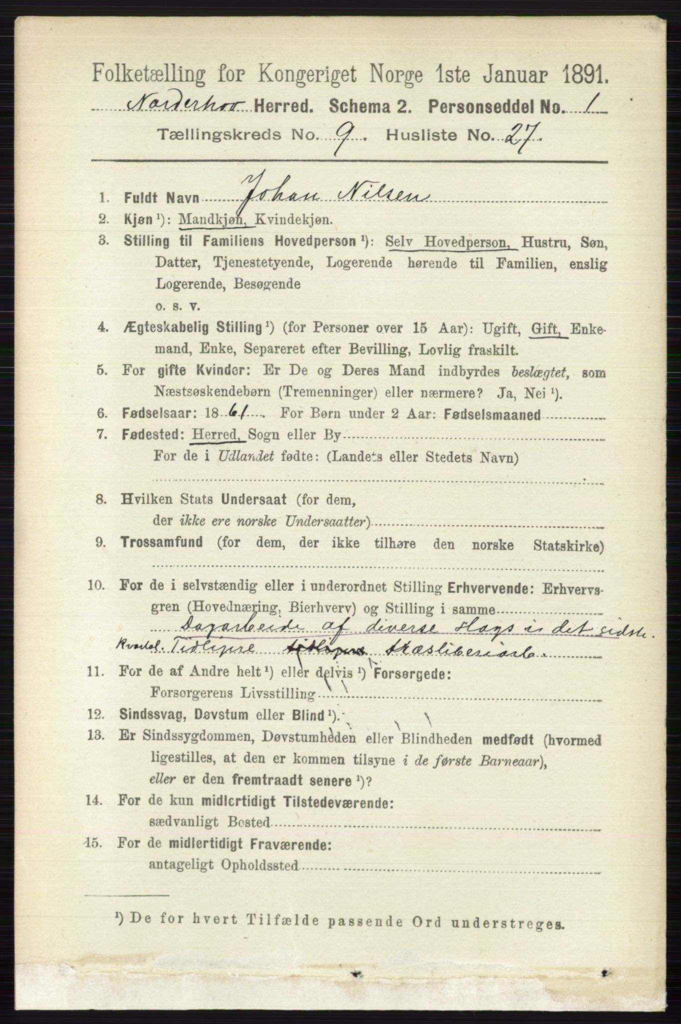 RA, 1891 census for 0613 Norderhov, 1891, p. 6765