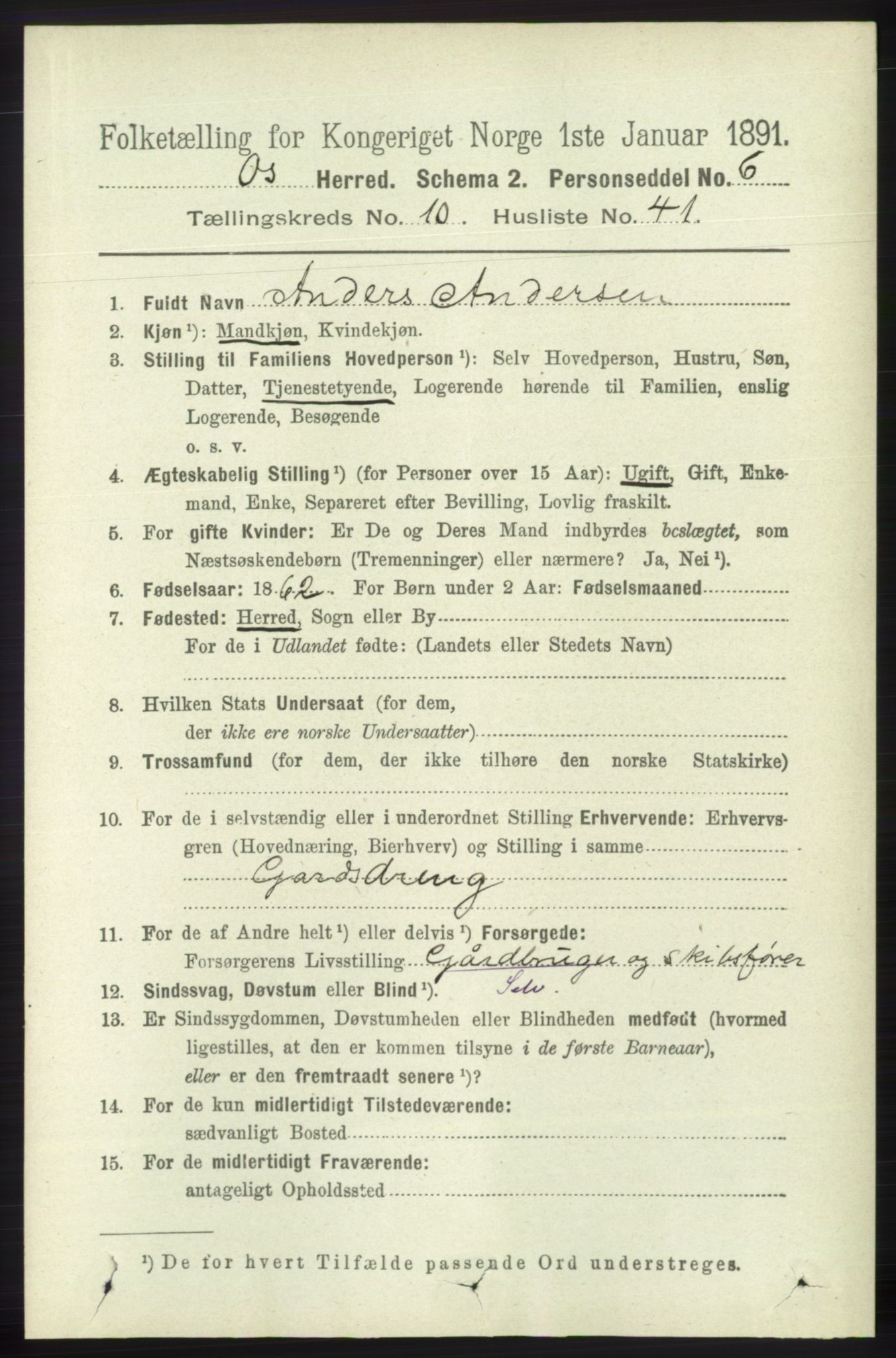 RA, 1891 census for 1243 Os, 1891, p. 2536