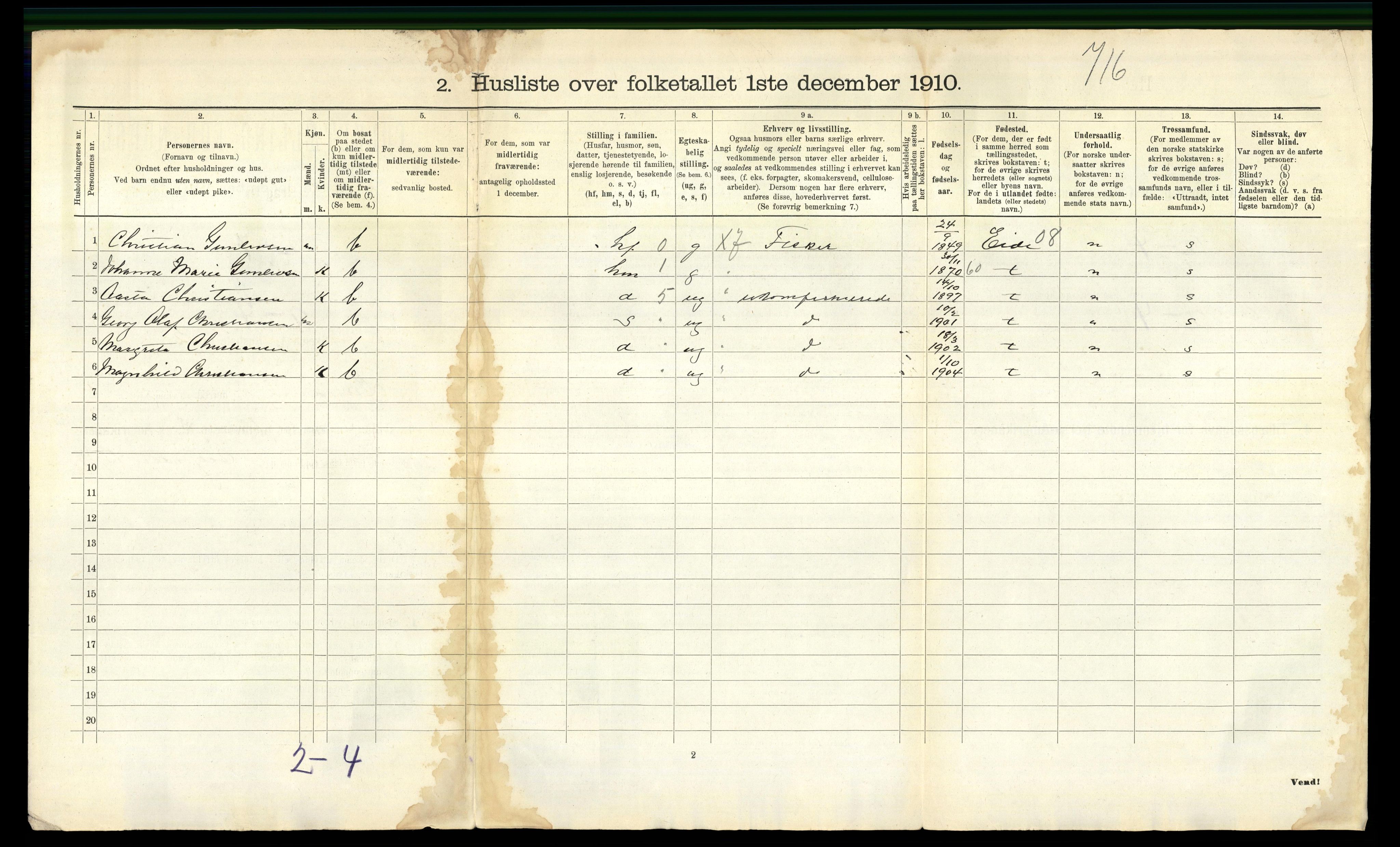 RA, 1910 census for Landvik, 1910, p. 35