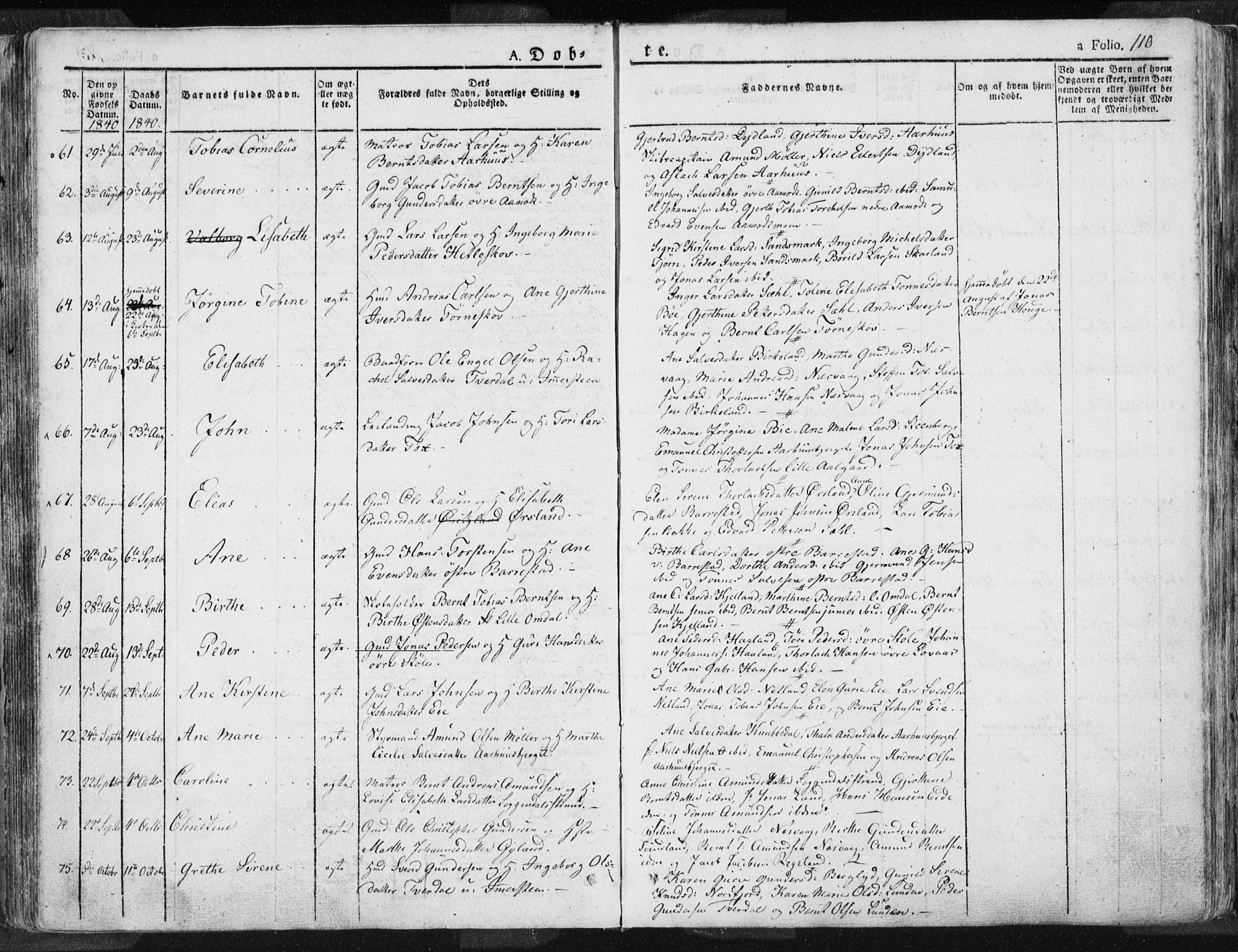 Sokndal sokneprestkontor, AV/SAST-A-101808: Parish register (official) no. A 7.1, 1826-1842, p. 110