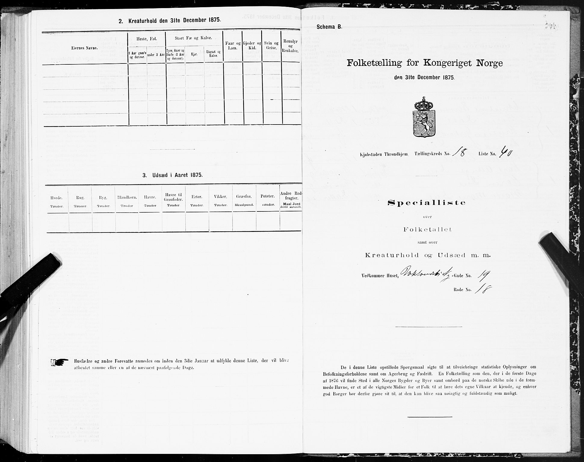 SAT, 1875 census for 1601 Trondheim, 1875, p. 9366