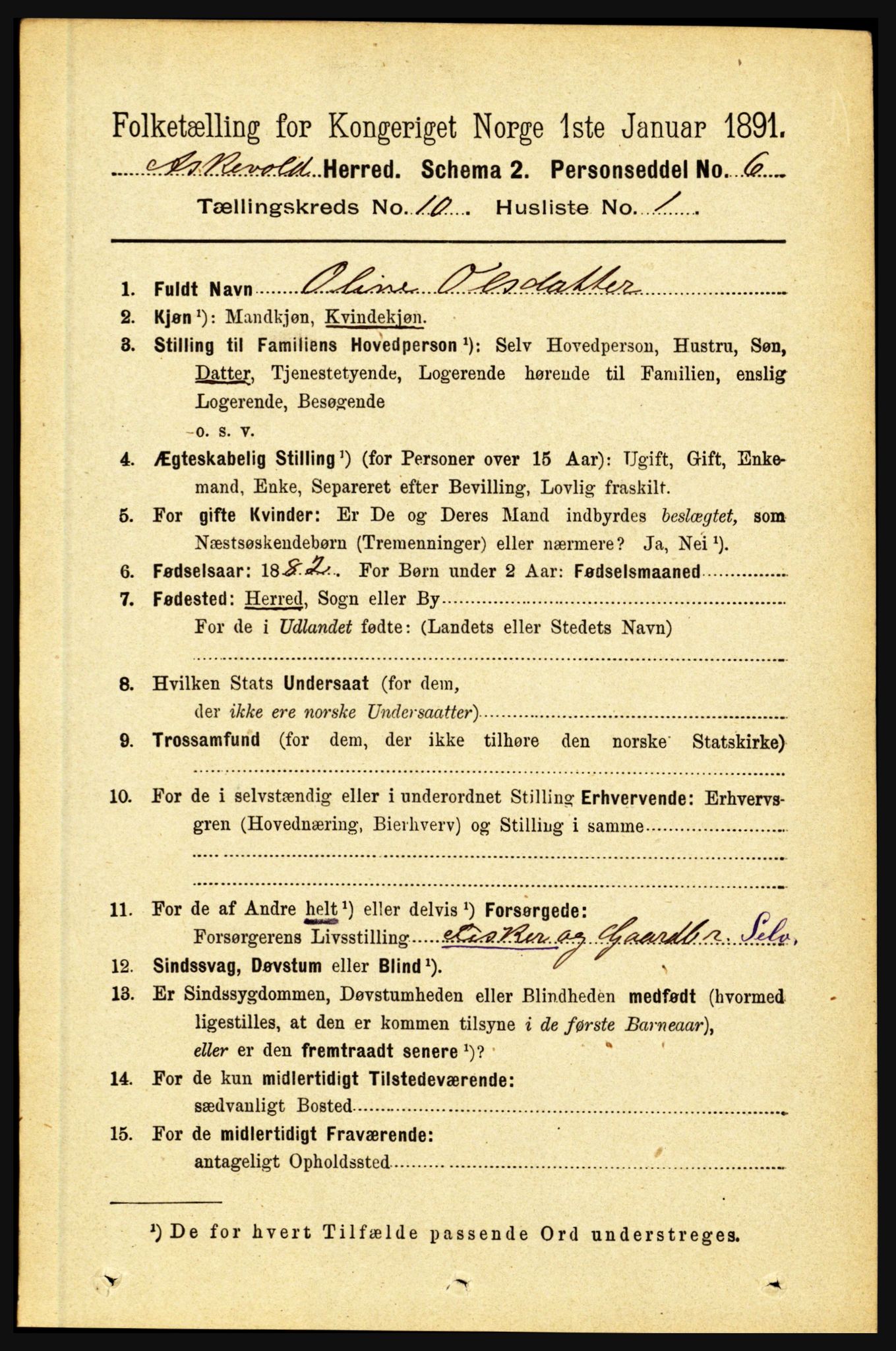 RA, 1891 census for 1428 Askvoll, 1891, p. 2985