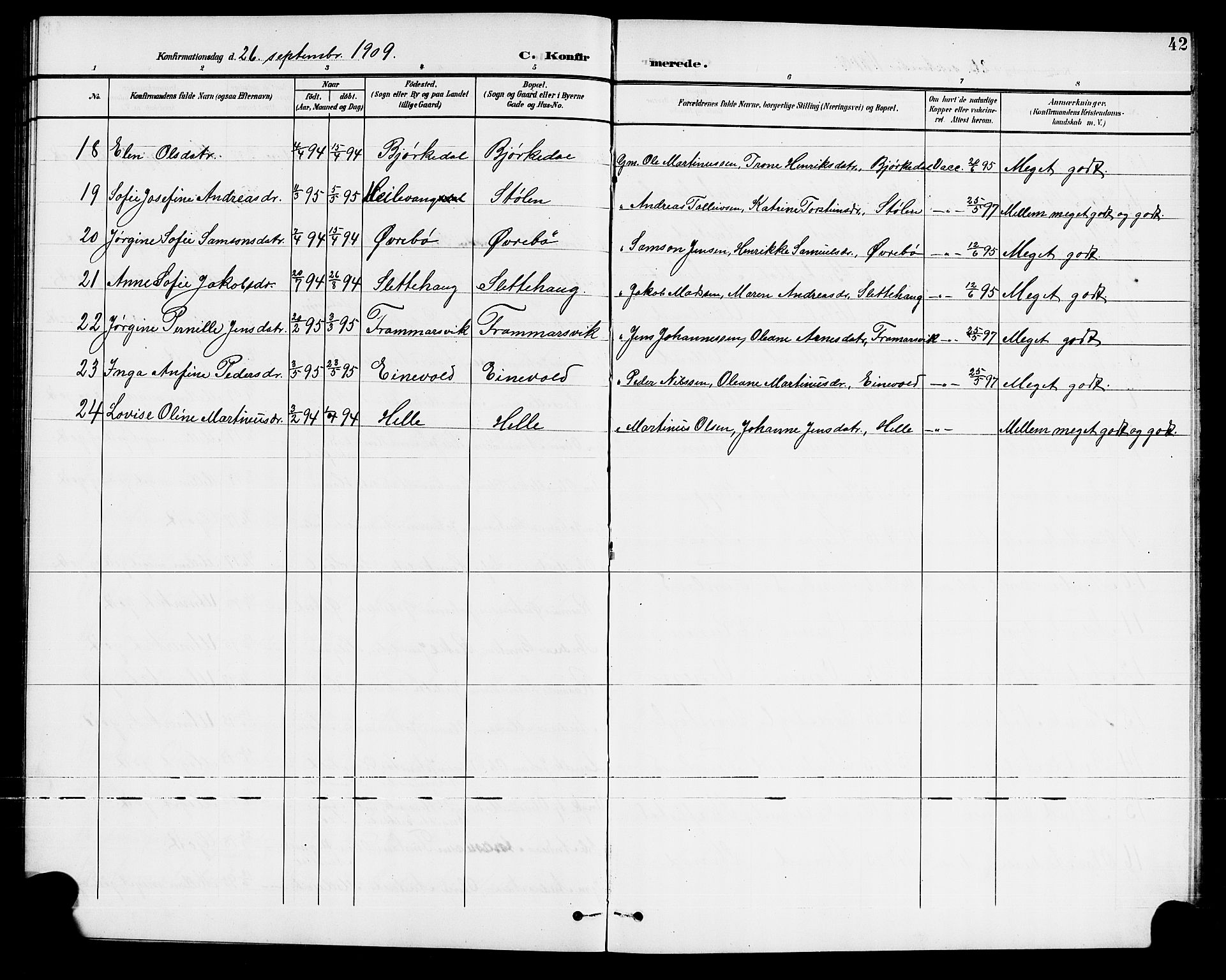 Førde sokneprestembete, SAB/A-79901/H/Hab/Habd/L0005: Parish register (copy) no. D 5, 1898-1911, p. 42