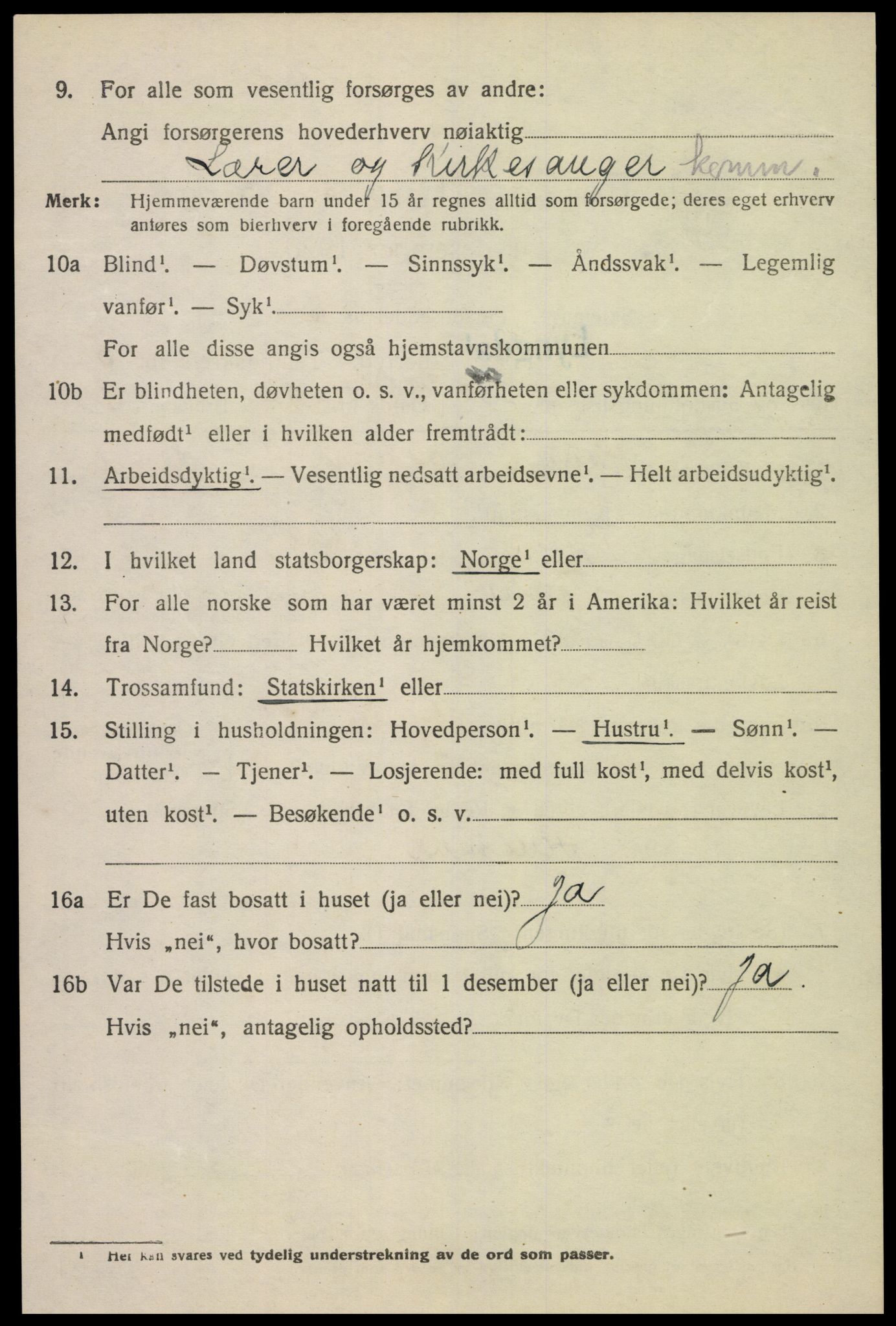 SAK, 1920 census for Lyngdal, 1920, p. 3328