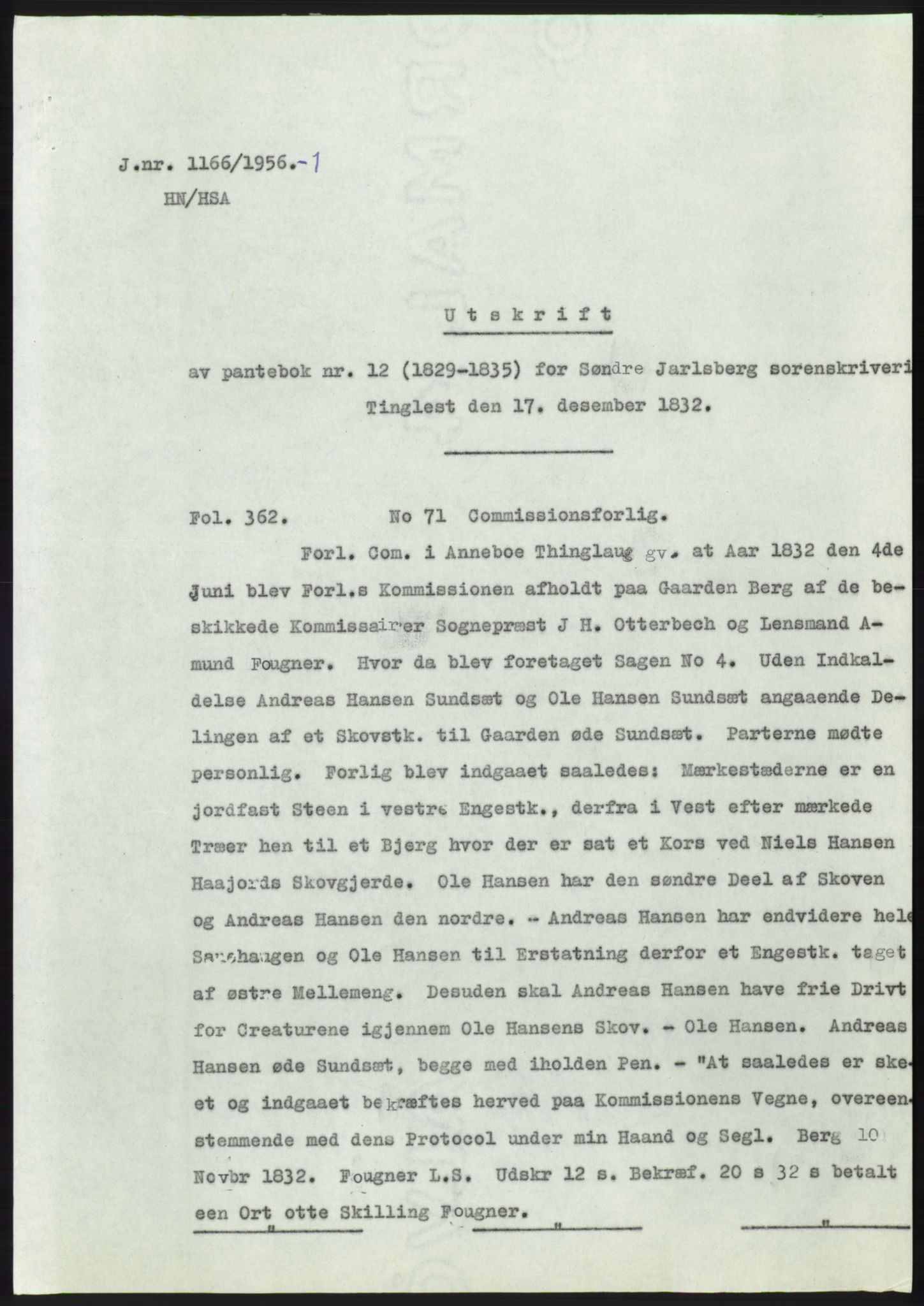 Statsarkivet i Kongsberg, AV/SAKO-A-0001/E/Ee/L0007: Avskrifter, SAO jnr. 802/1956 - 1199/1956, 1956, p. 380