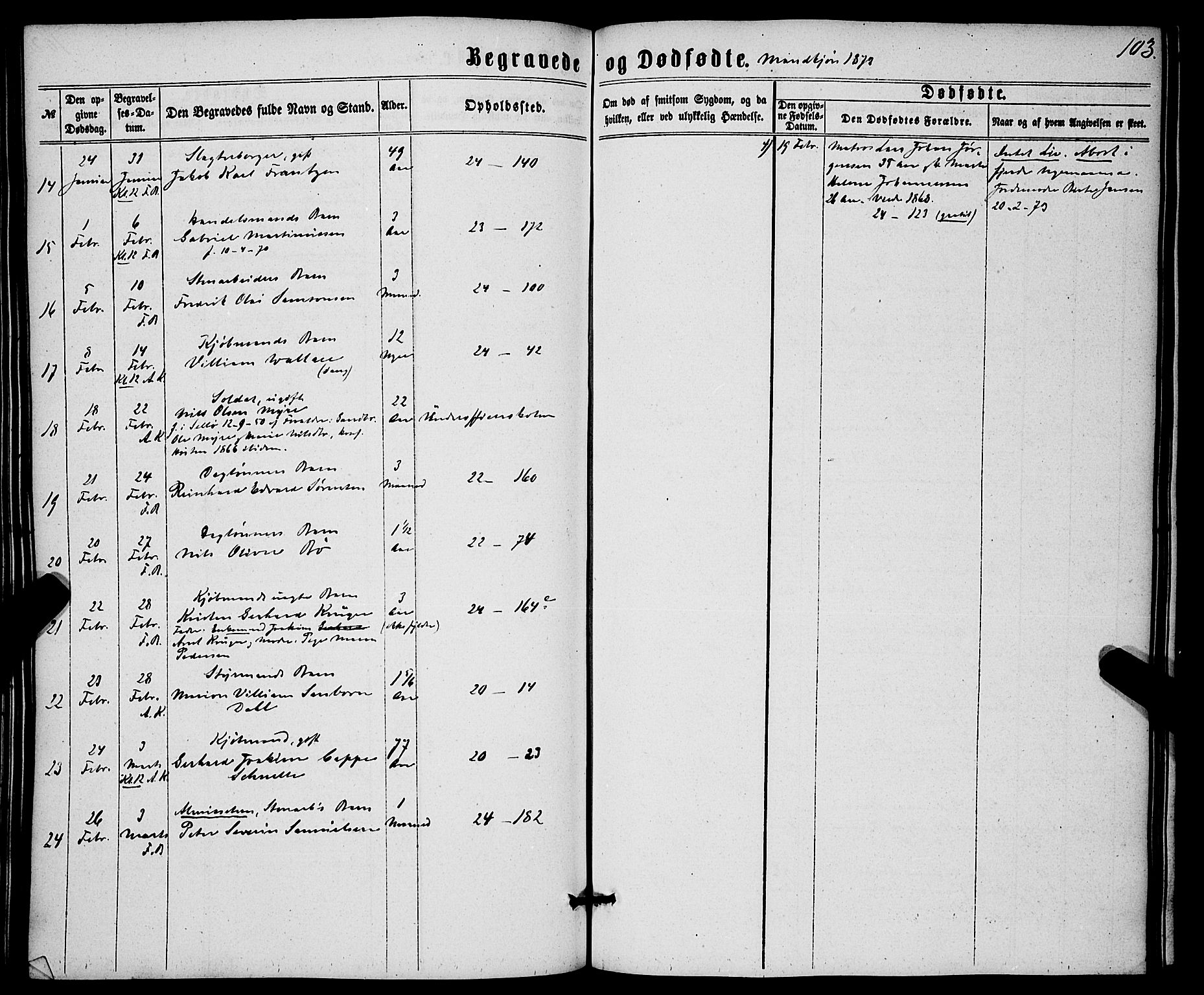 Korskirken sokneprestembete, AV/SAB-A-76101/H/Haa/L0045: Parish register (official) no. E 3, 1863-1875, p. 103