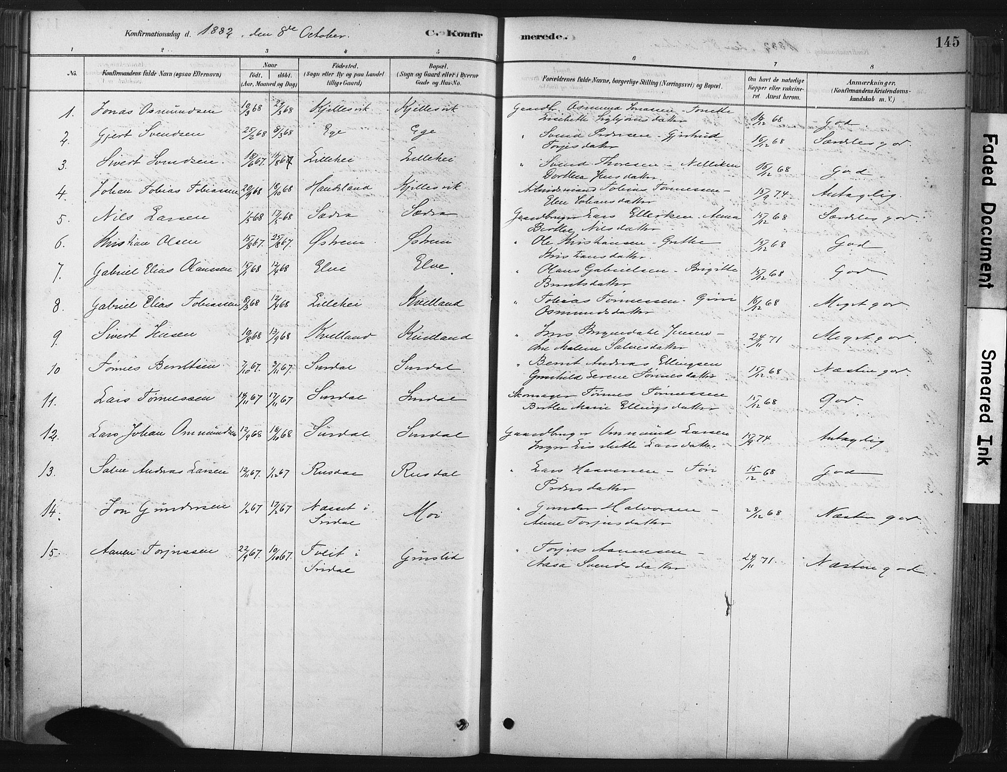 Lund sokneprestkontor, AV/SAST-A-101809/S06/L0011: Parish register (official) no. A 10, 1877-1904, p. 145