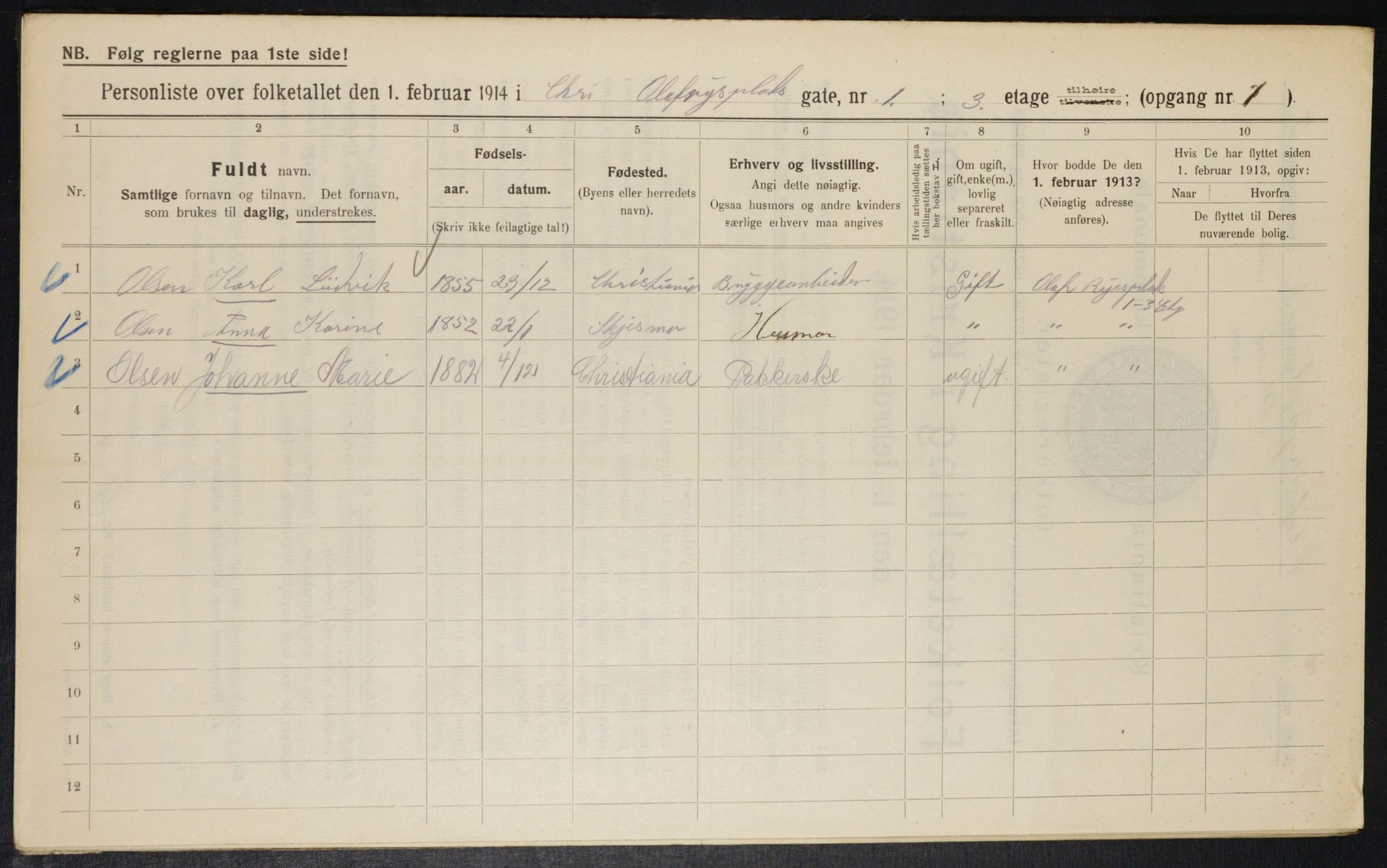 OBA, Municipal Census 1914 for Kristiania, 1914, p. 75098