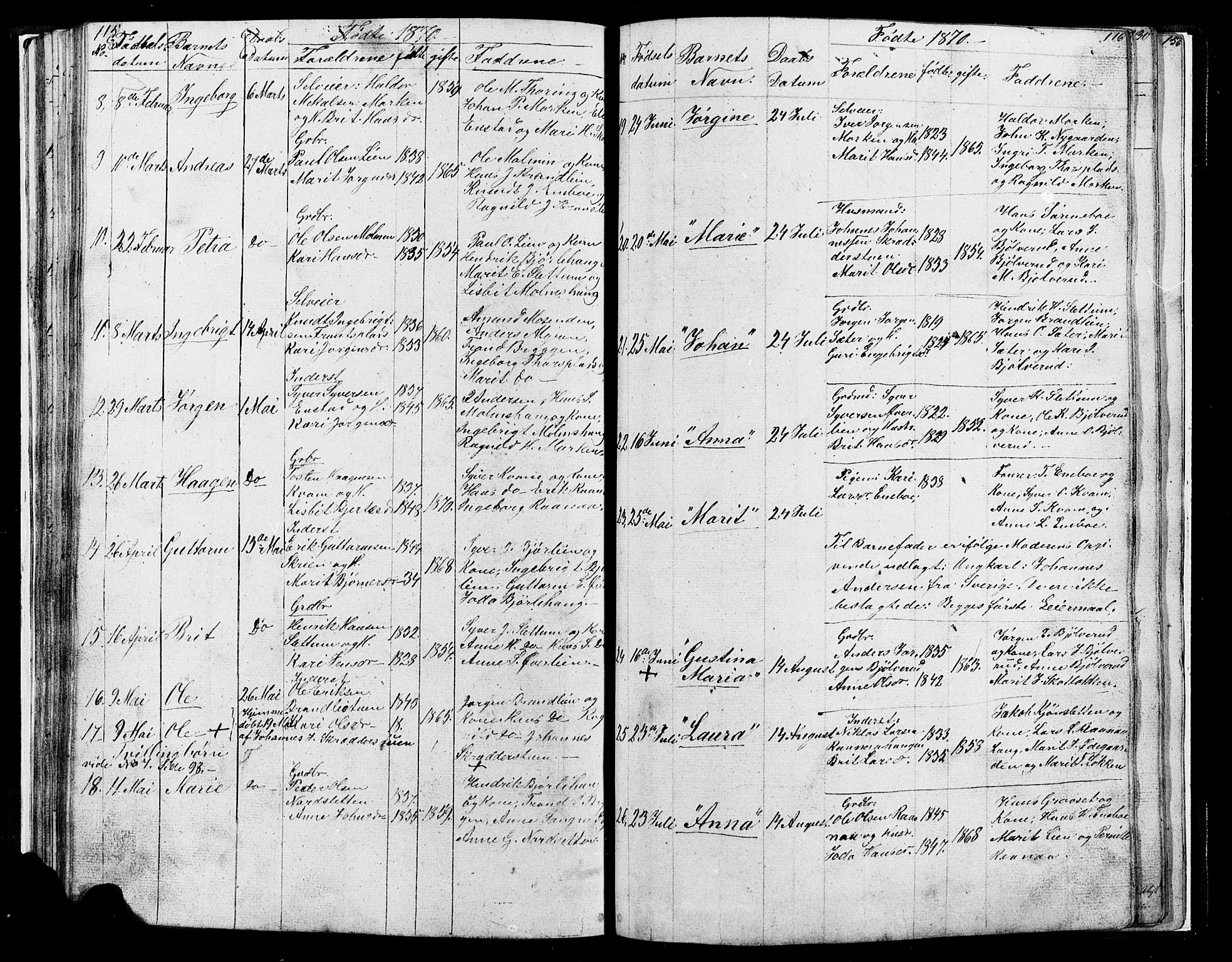 Lesja prestekontor, SAH/PREST-068/H/Ha/Hab/L0004: Parish register (copy) no. 4, 1842-1871, p. 115-116