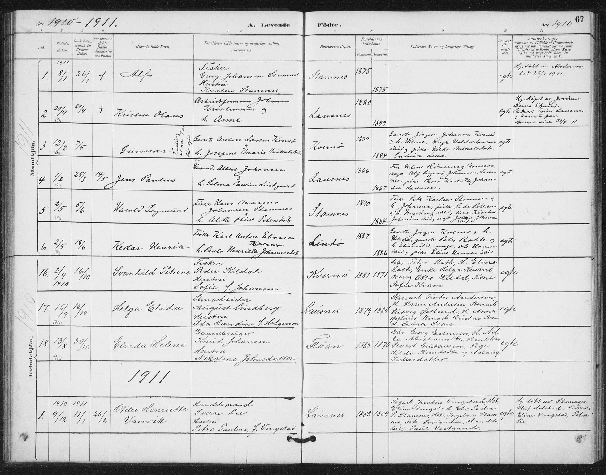Ministerialprotokoller, klokkerbøker og fødselsregistre - Nord-Trøndelag, SAT/A-1458/772/L0603: Parish register (official) no. 772A01, 1885-1912, p. 67
