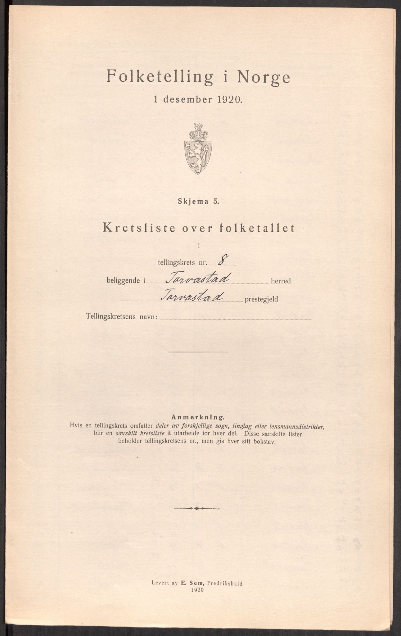 SAST, 1920 census for Torvastad, 1920, p. 57