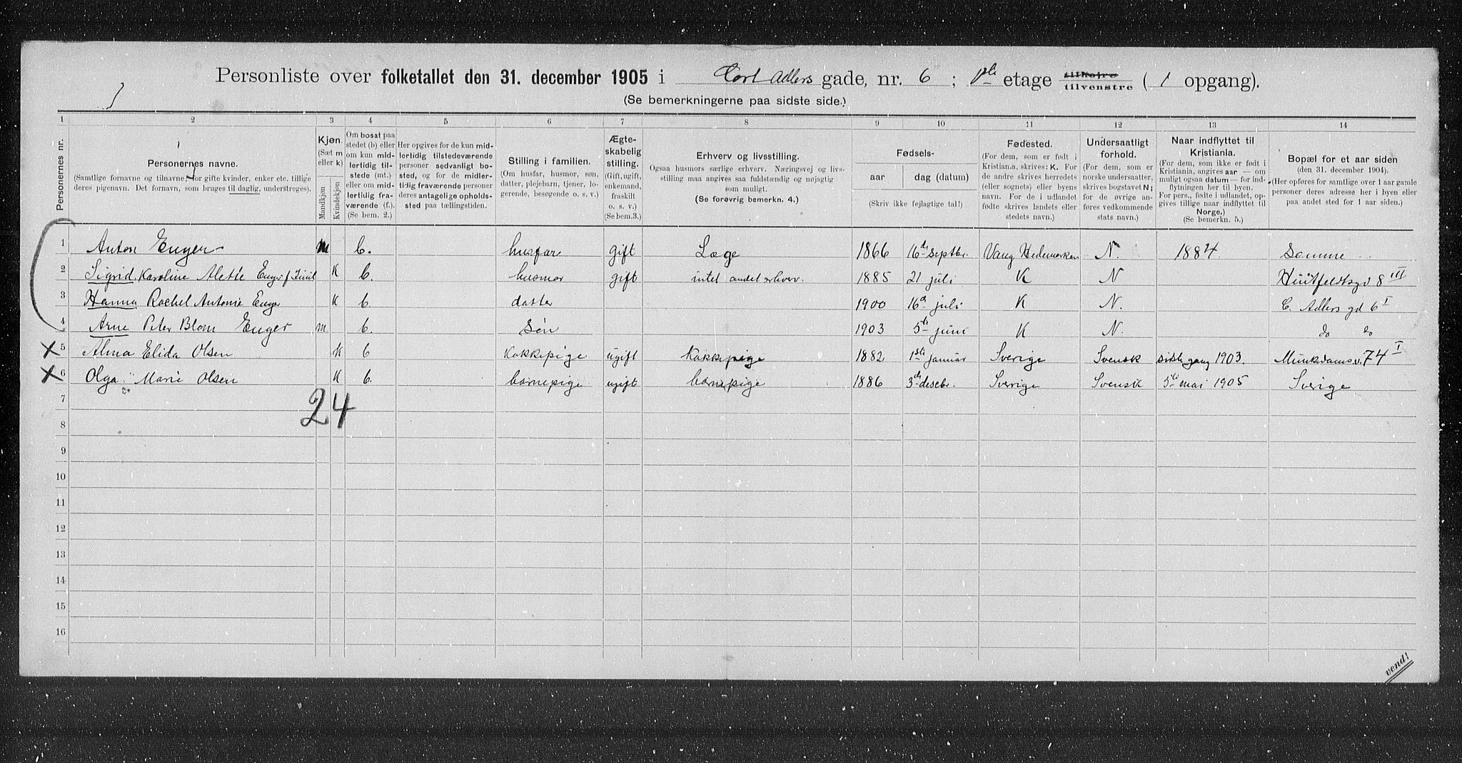 OBA, Municipal Census 1905 for Kristiania, 1905, p. 7270