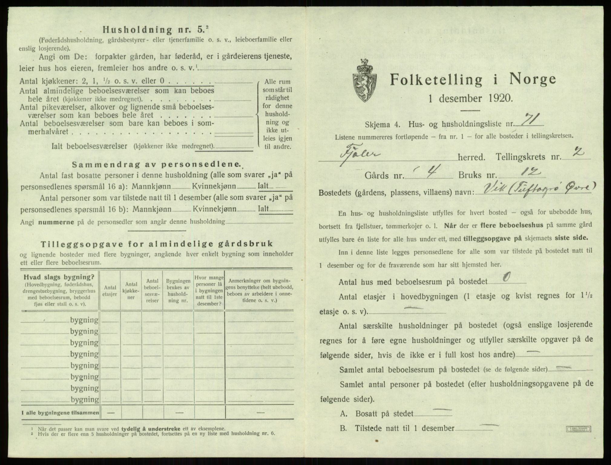 SAB, 1920 census for Fjaler, 1920, p. 293