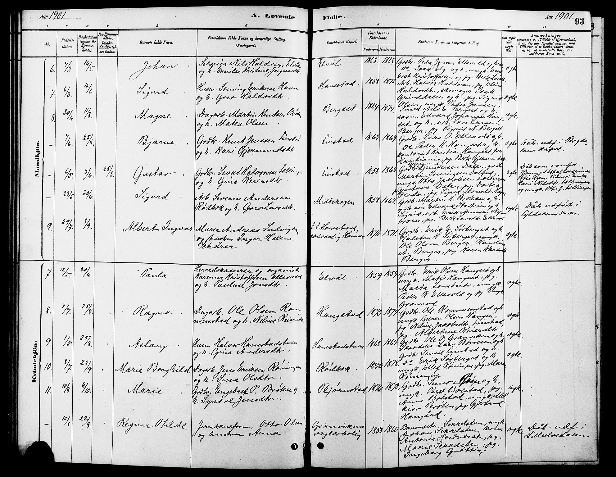 Rendalen prestekontor, SAH/PREST-054/H/Ha/Hab/L0003: Parish register (copy) no. 3, 1879-1904, p. 93