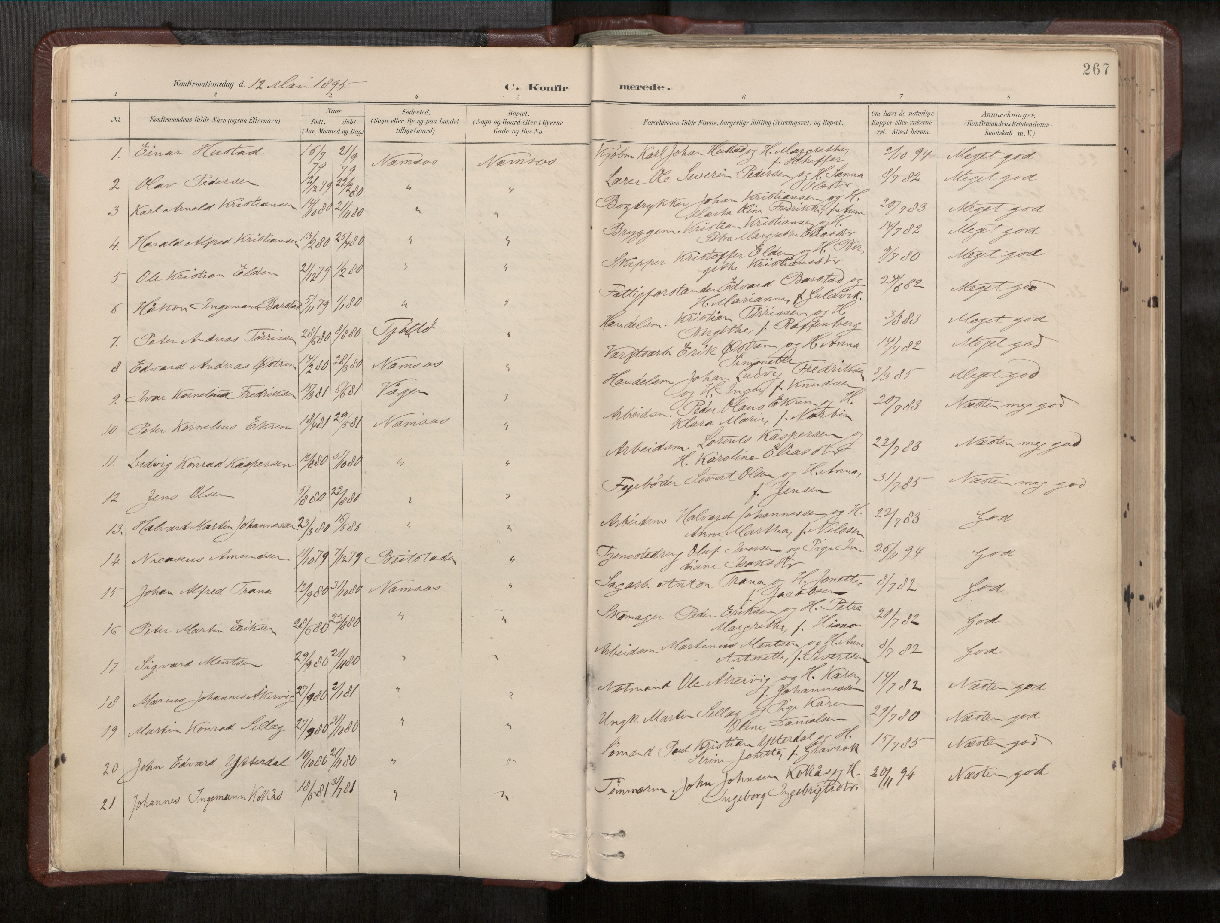 Ministerialprotokoller, klokkerbøker og fødselsregistre - Nord-Trøndelag, SAT/A-1458/768/L0579a: Parish register (official) no. 768A14, 1887-1931, p. 267