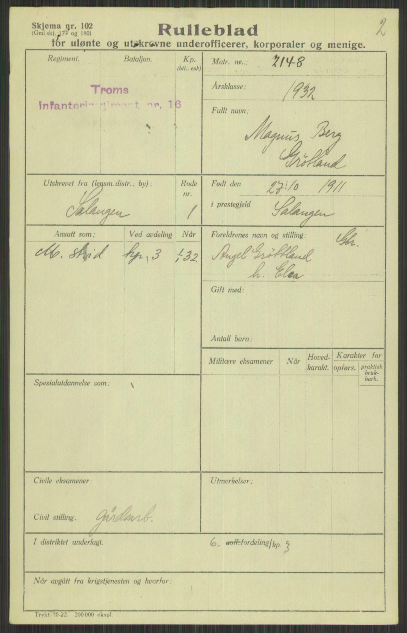 Forsvaret, Troms infanteriregiment nr. 16, AV/RA-RAFA-3146/P/Pa/L0016: Rulleblad for regimentets menige mannskaper, årsklasse 1932, 1932, p. 363