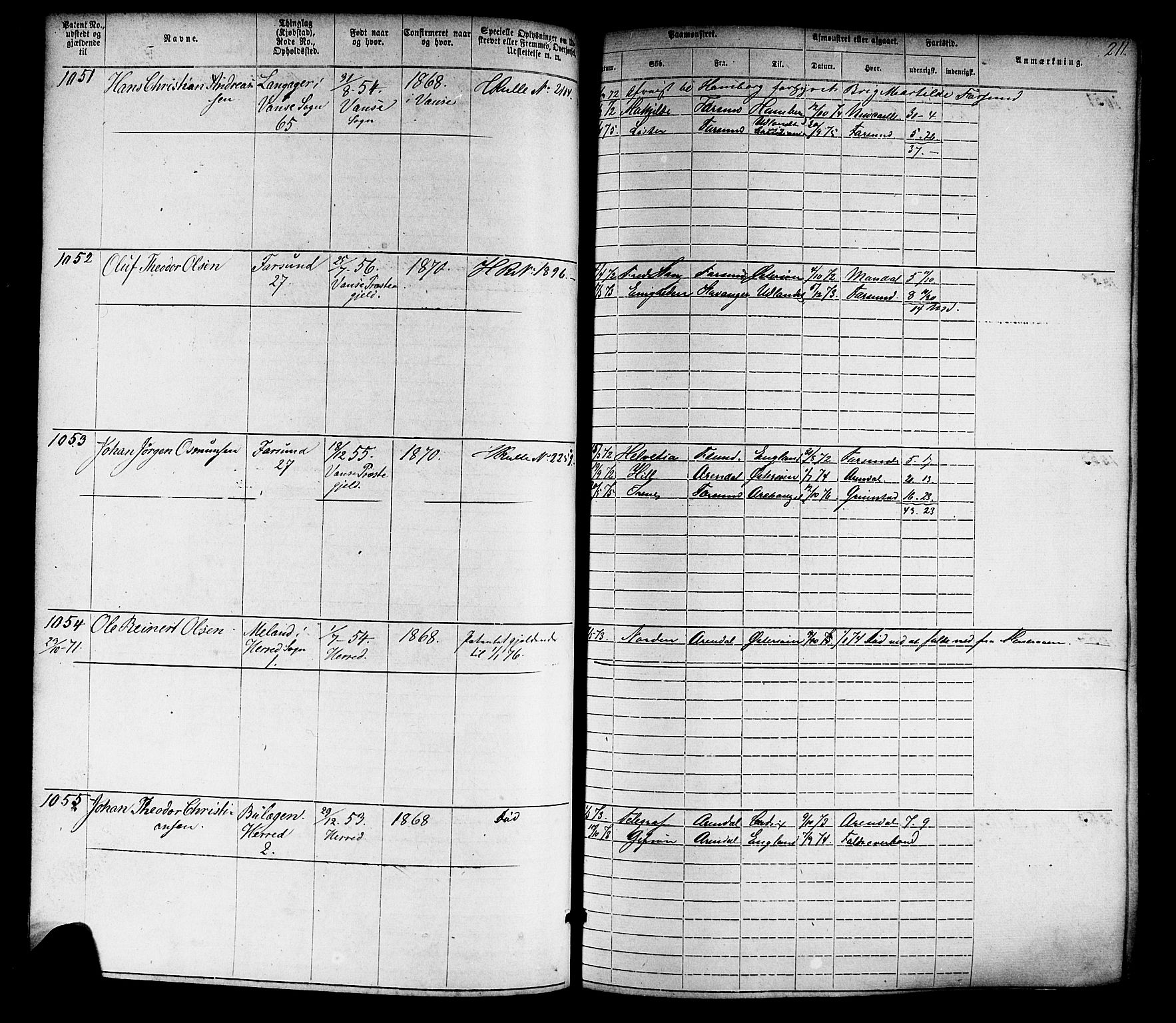Farsund mønstringskrets, SAK/2031-0017/F/Fa/L0005: Annotasjonsrulle nr 1-1910 med register, Z-2, 1869-1877, p. 241