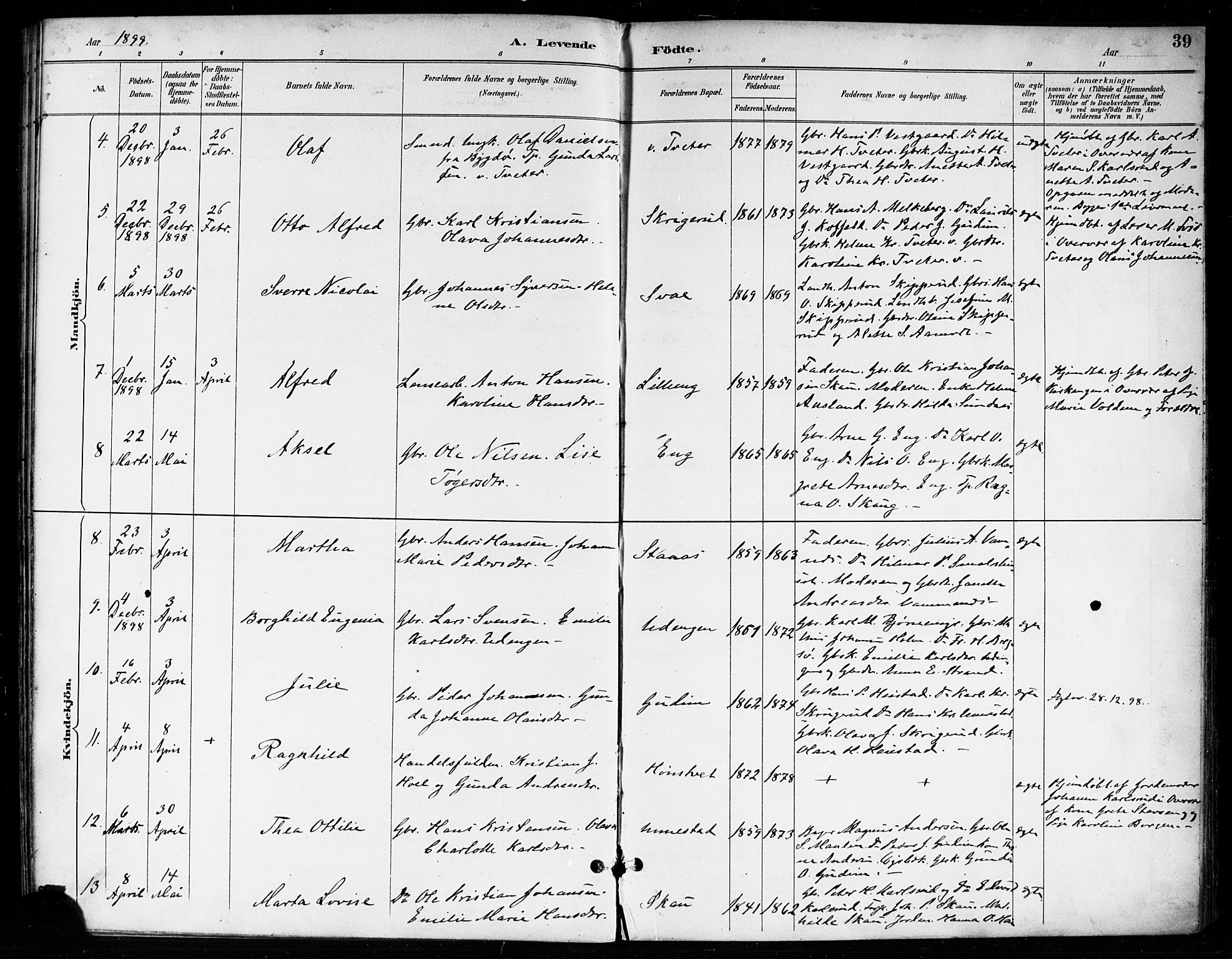 Skiptvet prestekontor Kirkebøker, AV/SAO-A-20009/F/Fa/L0010: Parish register (official) no. 10, 1890-1900, p. 39