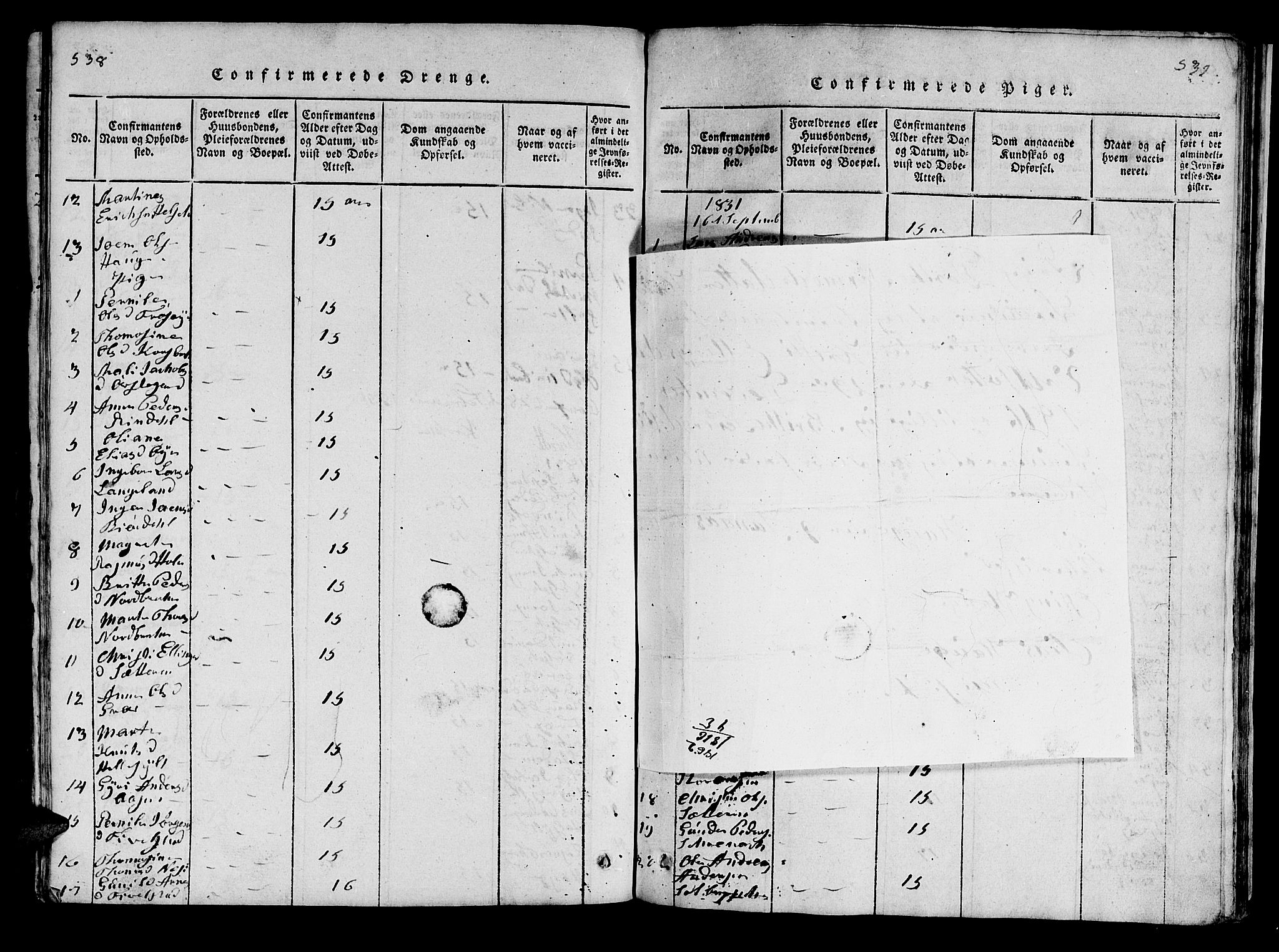 Ministerialprotokoller, klokkerbøker og fødselsregistre - Møre og Romsdal, SAT/A-1454/519/L0246: Parish register (official) no. 519A05, 1817-1834, p. 538-539