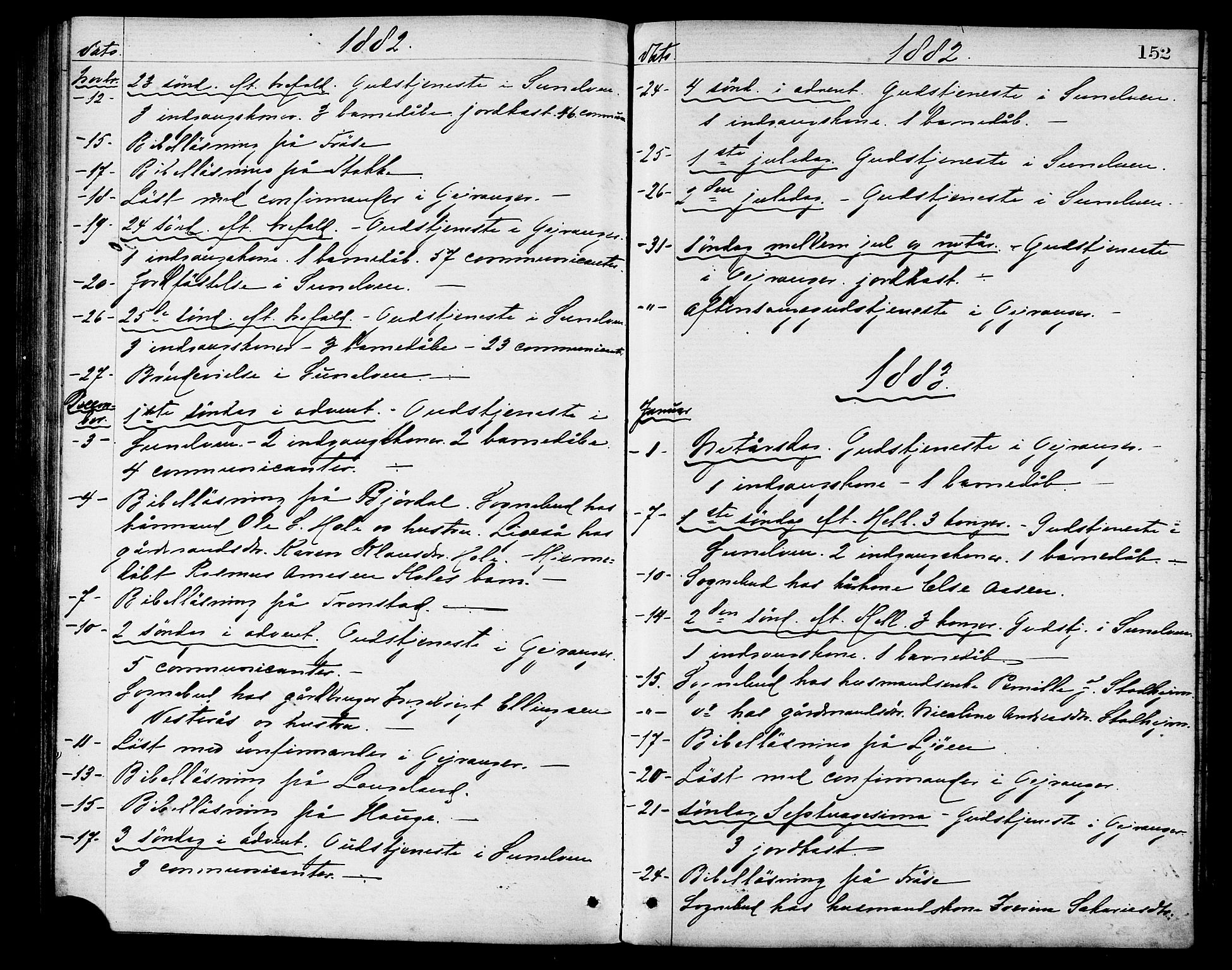 Ministerialprotokoller, klokkerbøker og fødselsregistre - Møre og Romsdal, SAT/A-1454/517/L0227: Parish register (official) no. 517A07, 1870-1886, p. 152