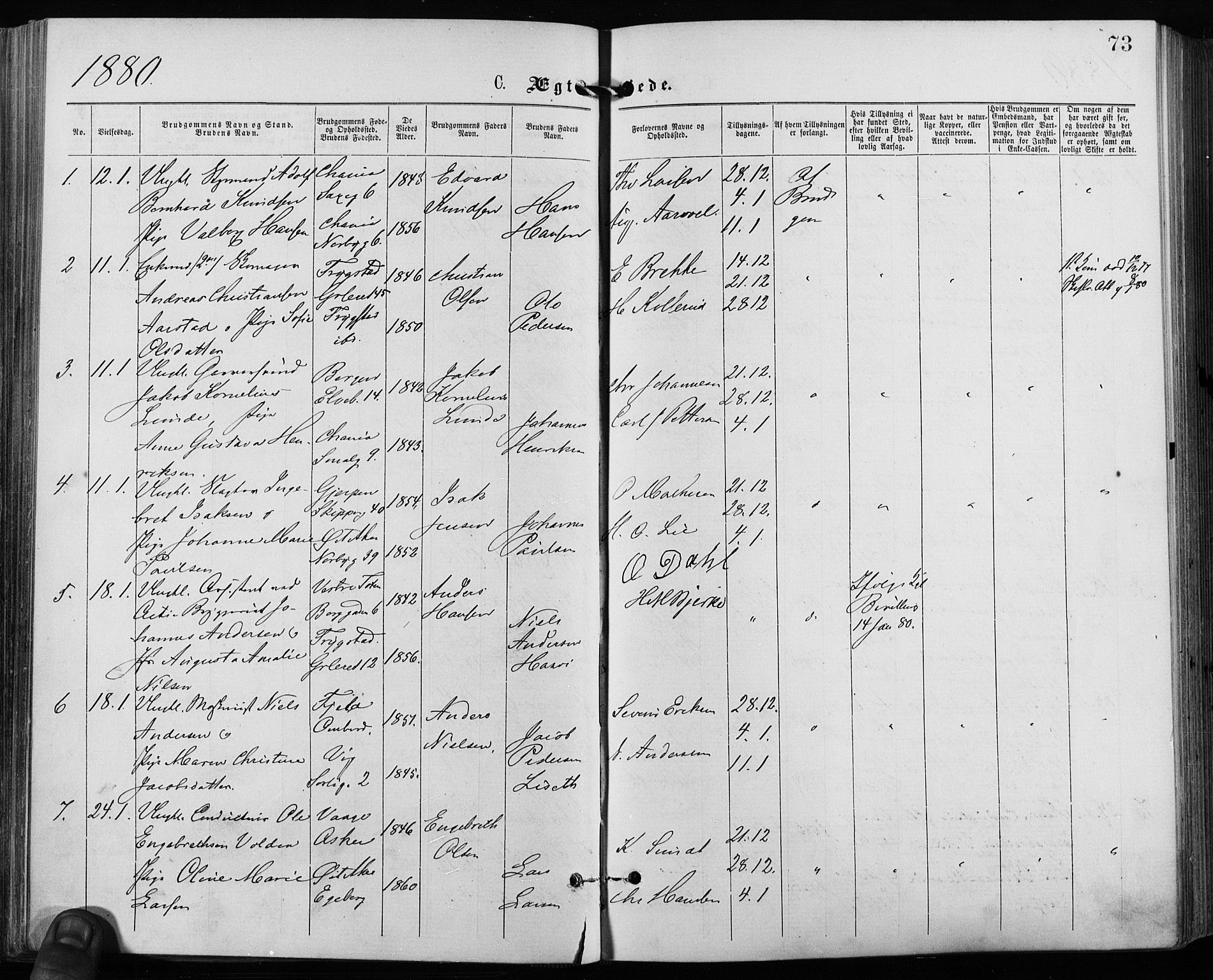 Grønland prestekontor Kirkebøker, AV/SAO-A-10848/F/Fa/L0006: Parish register (official) no. 6, 1877-1886, p. 73