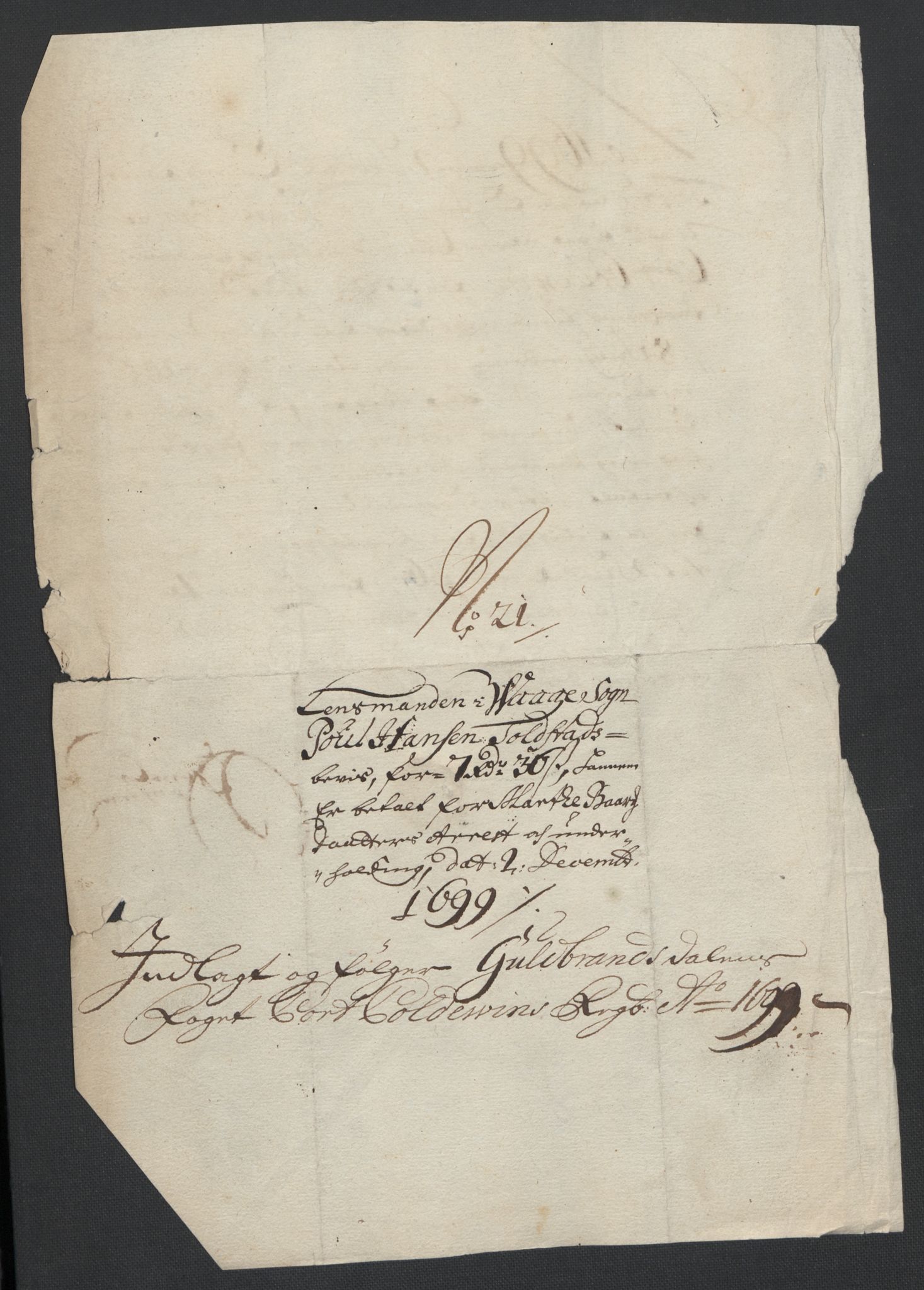 Rentekammeret inntil 1814, Reviderte regnskaper, Fogderegnskap, AV/RA-EA-4092/R17/L1172: Fogderegnskap Gudbrandsdal, 1699, p. 249