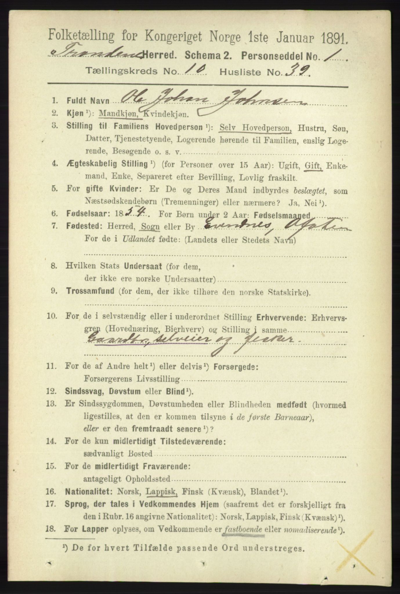 RA, 1891 census for 1914 Trondenes, 1891, p. 7766