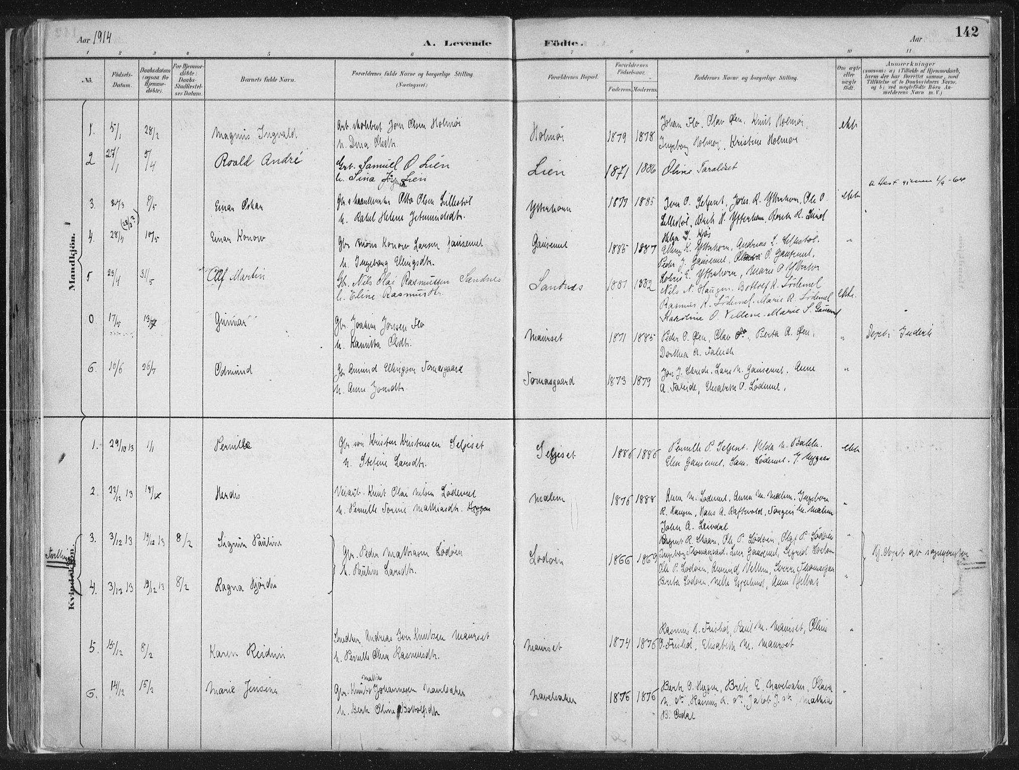 Hornindal sokneprestembete, AV/SAB-A-82401/H/Haa/Haaa/L0003/0001: Parish register (official) no. A 3A, 1887-1917, p. 142