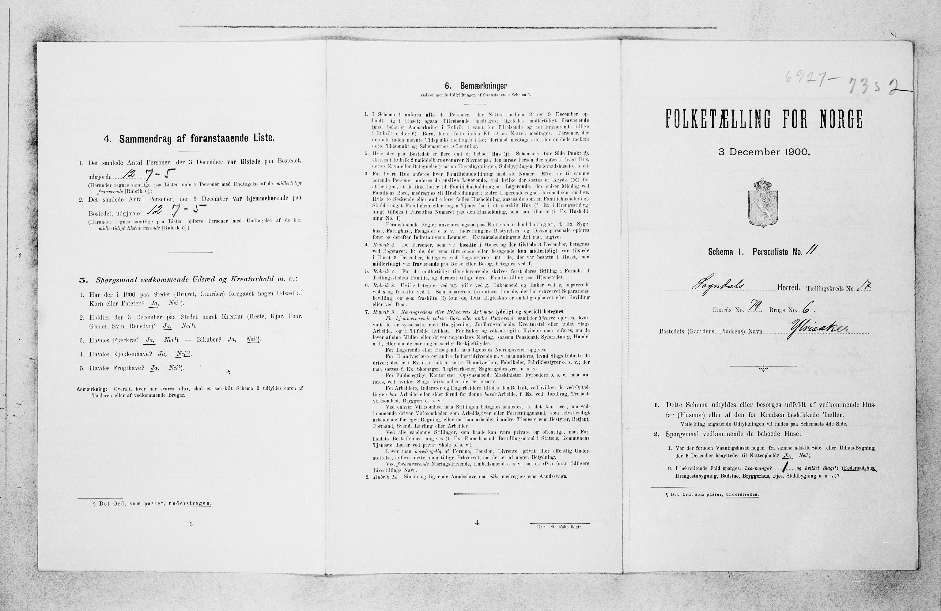 SAB, 1900 census for Sogndal, 1900, p. 93