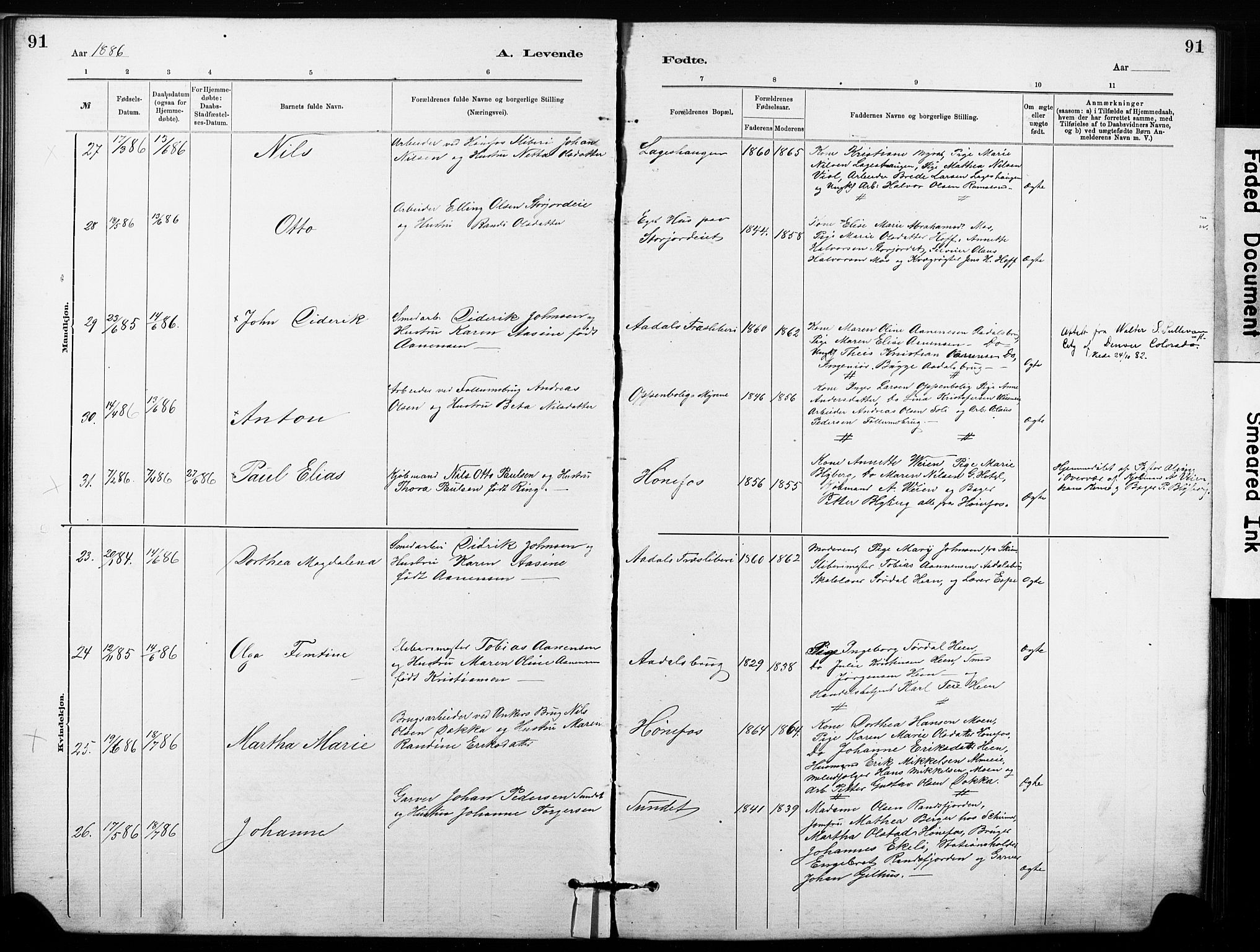 Hønefoss kirkebøker, AV/SAKO-A-609/G/Ga/L0001: Parish register (copy) no. 1, 1870-1887, p. 91