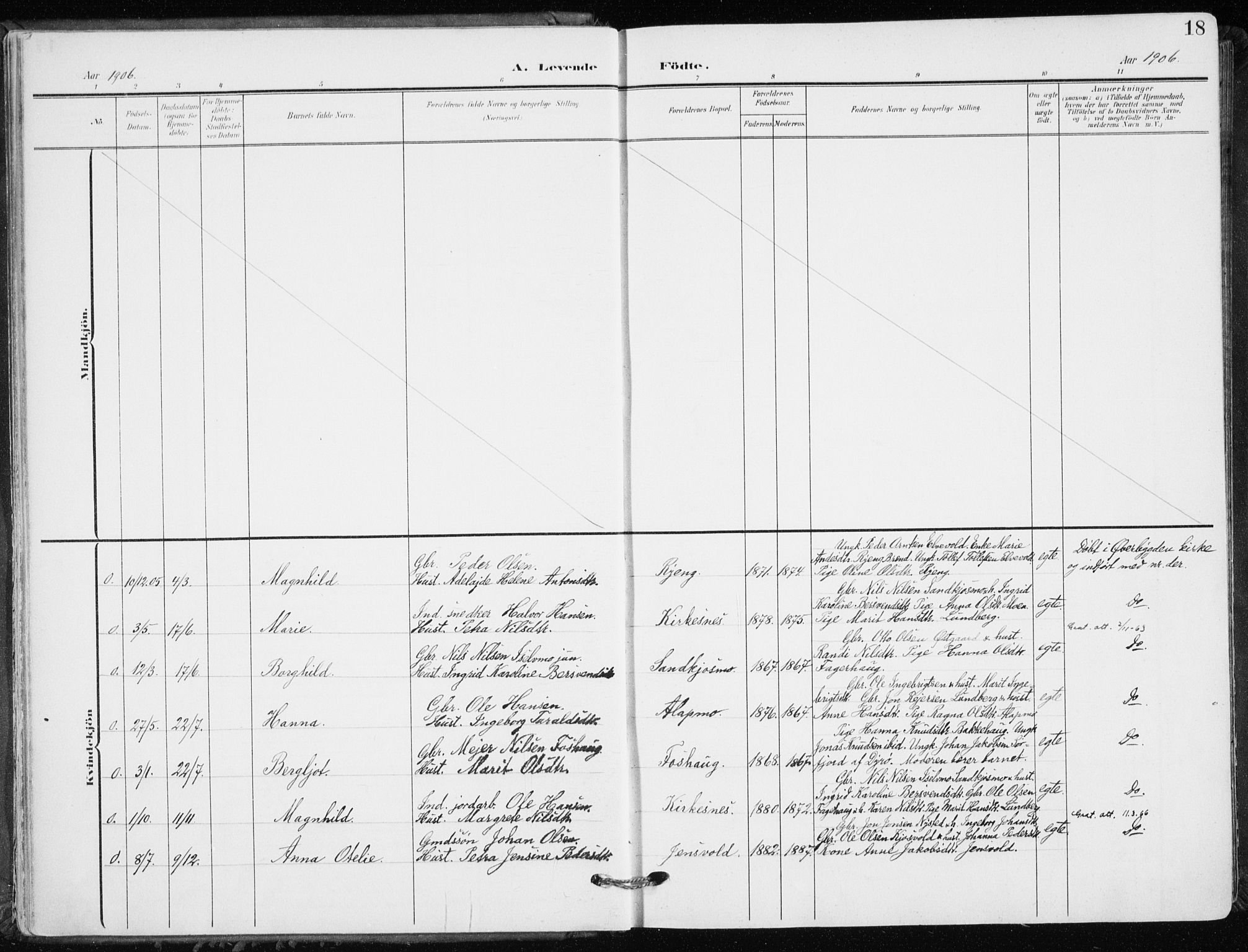 Målselv sokneprestembete, AV/SATØ-S-1311/G/Ga/Gaa/L0011kirke: Parish register (official) no. 11, 1904-1918, p. 18