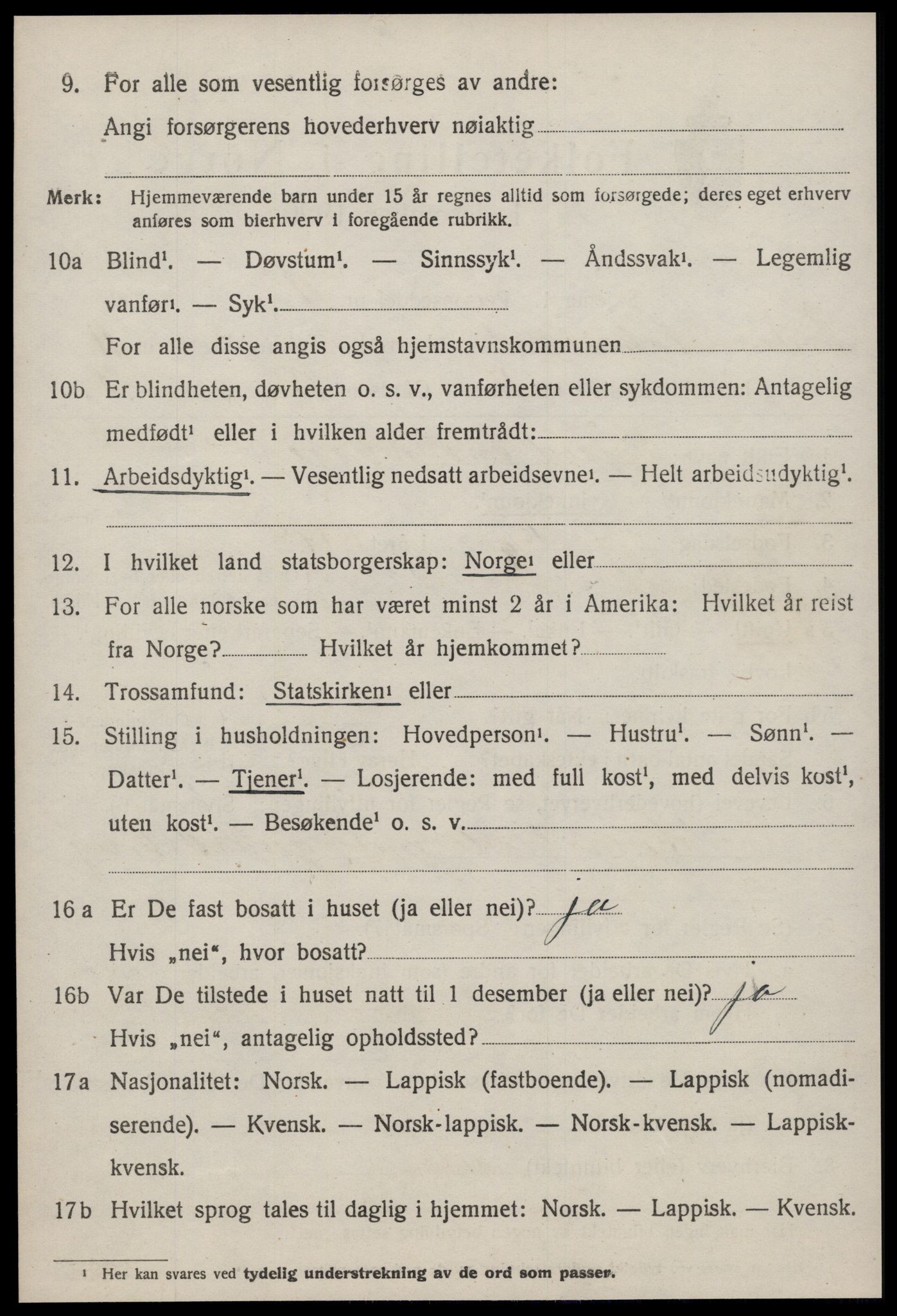 SAT, 1920 census for Soknedal, 1920, p. 4853