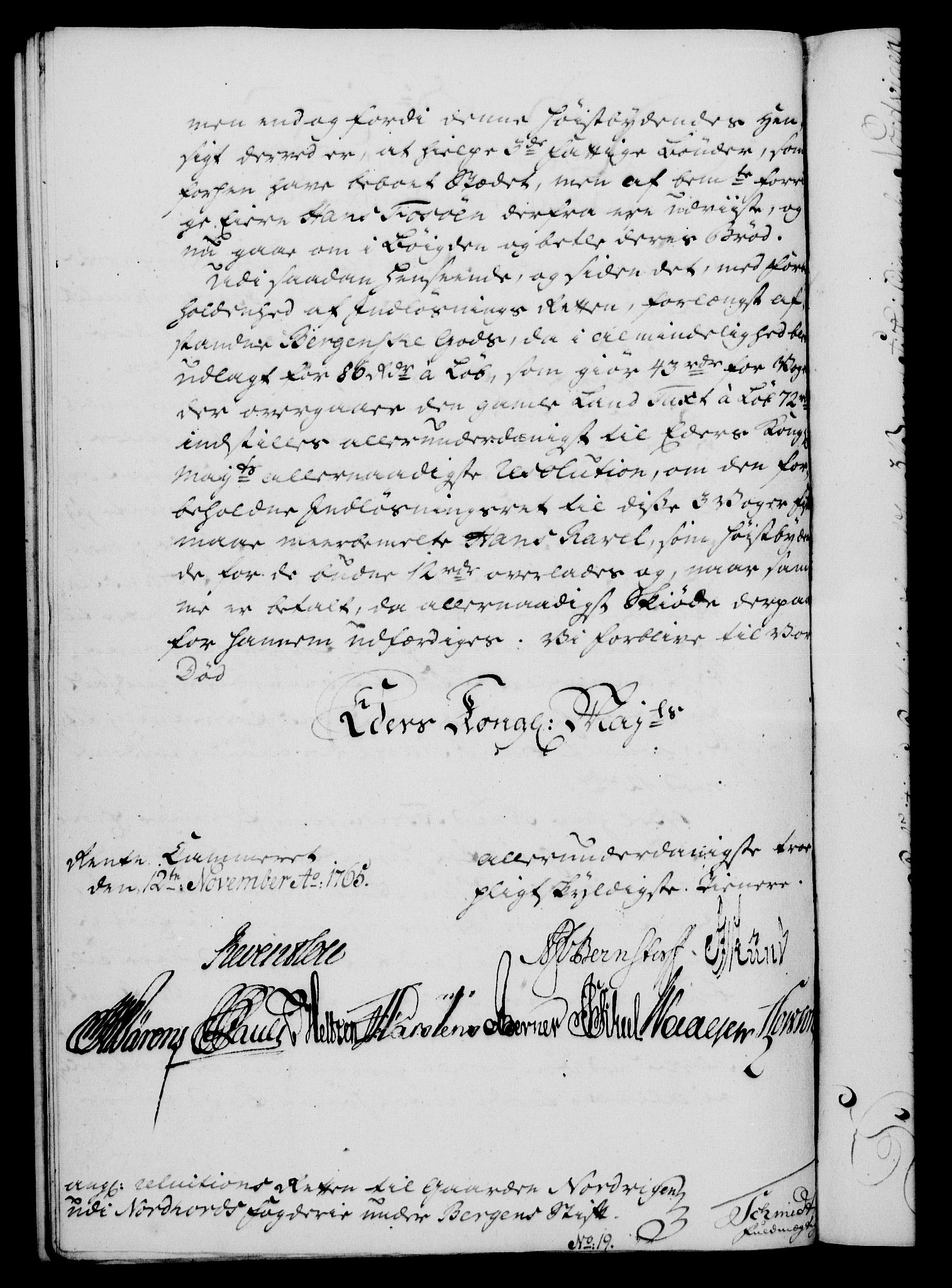 Rentekammeret, Kammerkanselliet, RA/EA-3111/G/Gf/Gfa/L0047: Norsk relasjons- og resolusjonsprotokoll (merket RK 52.47), 1765, p. 423