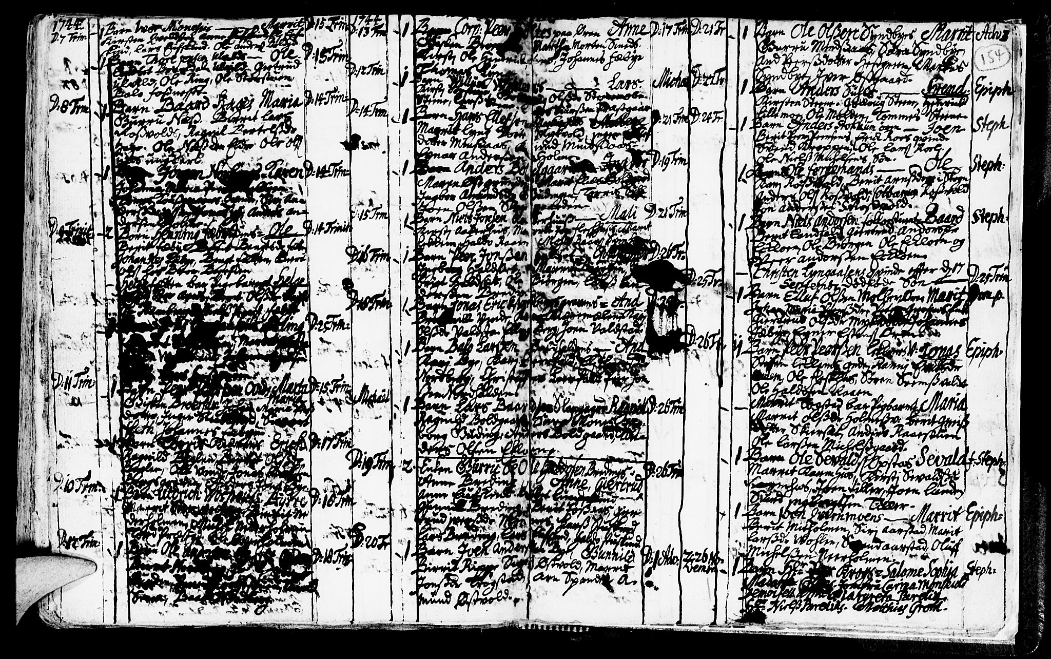 Ministerialprotokoller, klokkerbøker og fødselsregistre - Nord-Trøndelag, SAT/A-1458/723/L0230: Parish register (official) no. 723A01, 1705-1747, p. 154