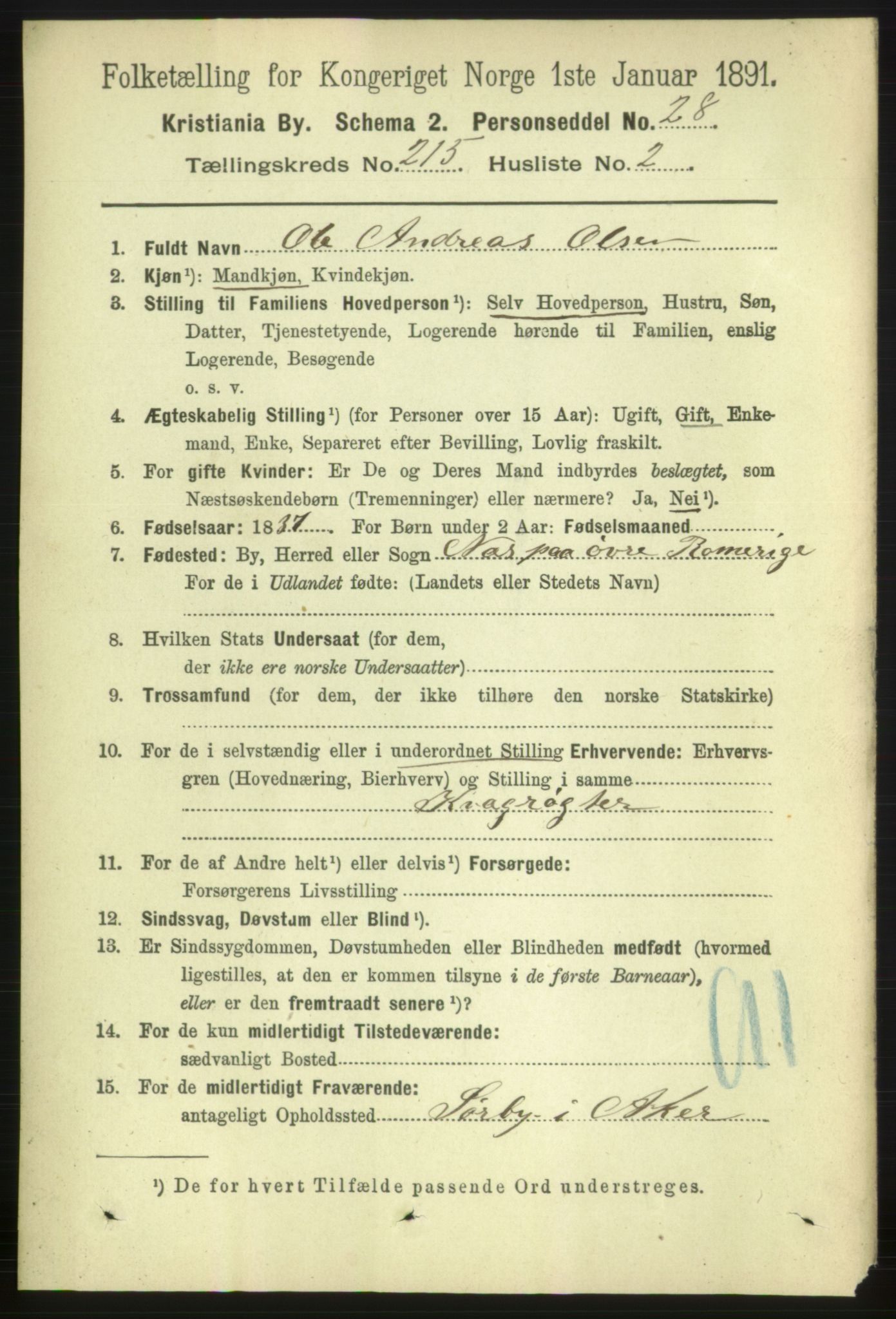 RA, 1891 census for 0301 Kristiania, 1891, p. 127798